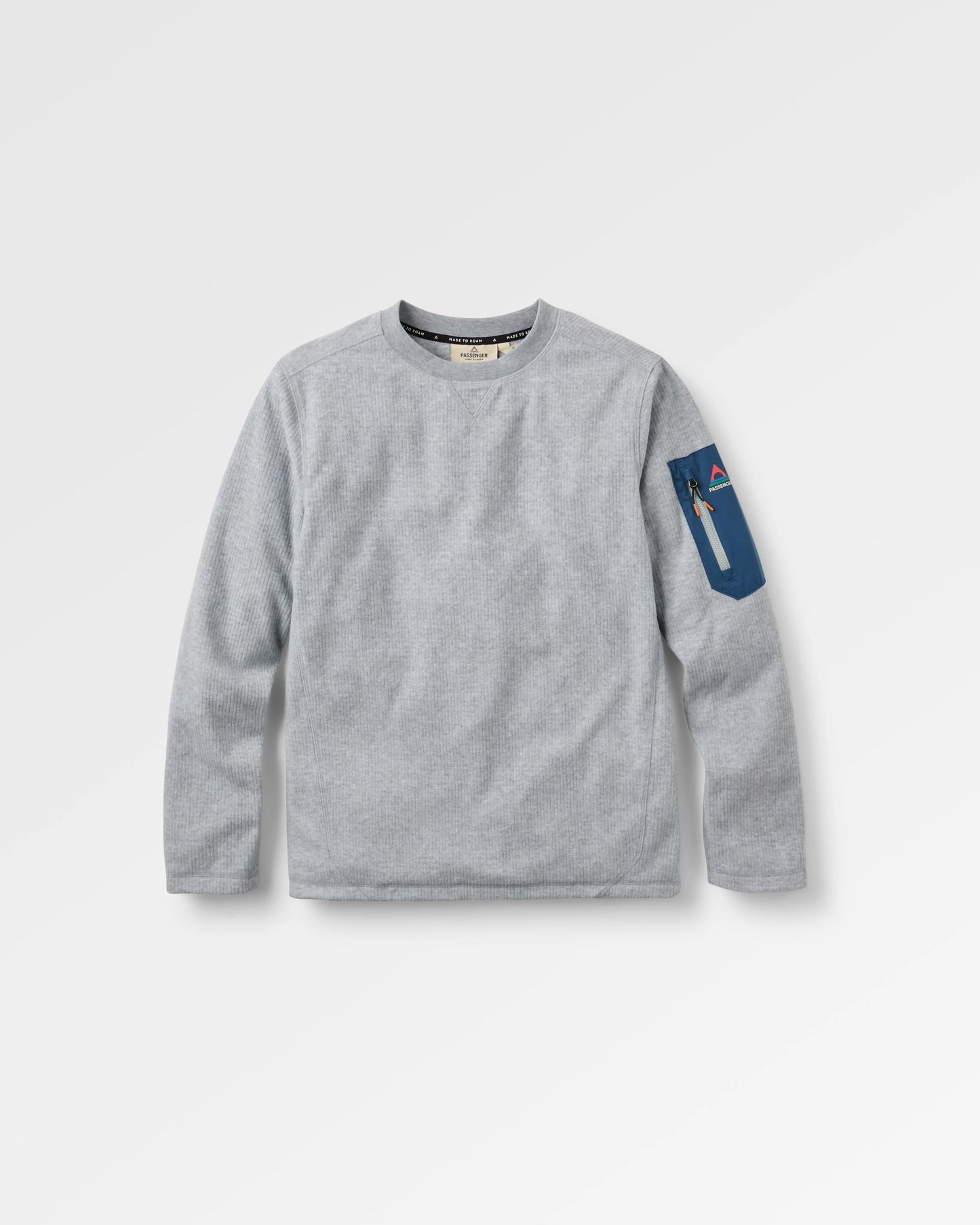 Forestscape Recycled Fleece Crew - Grey Marl - Flatlay