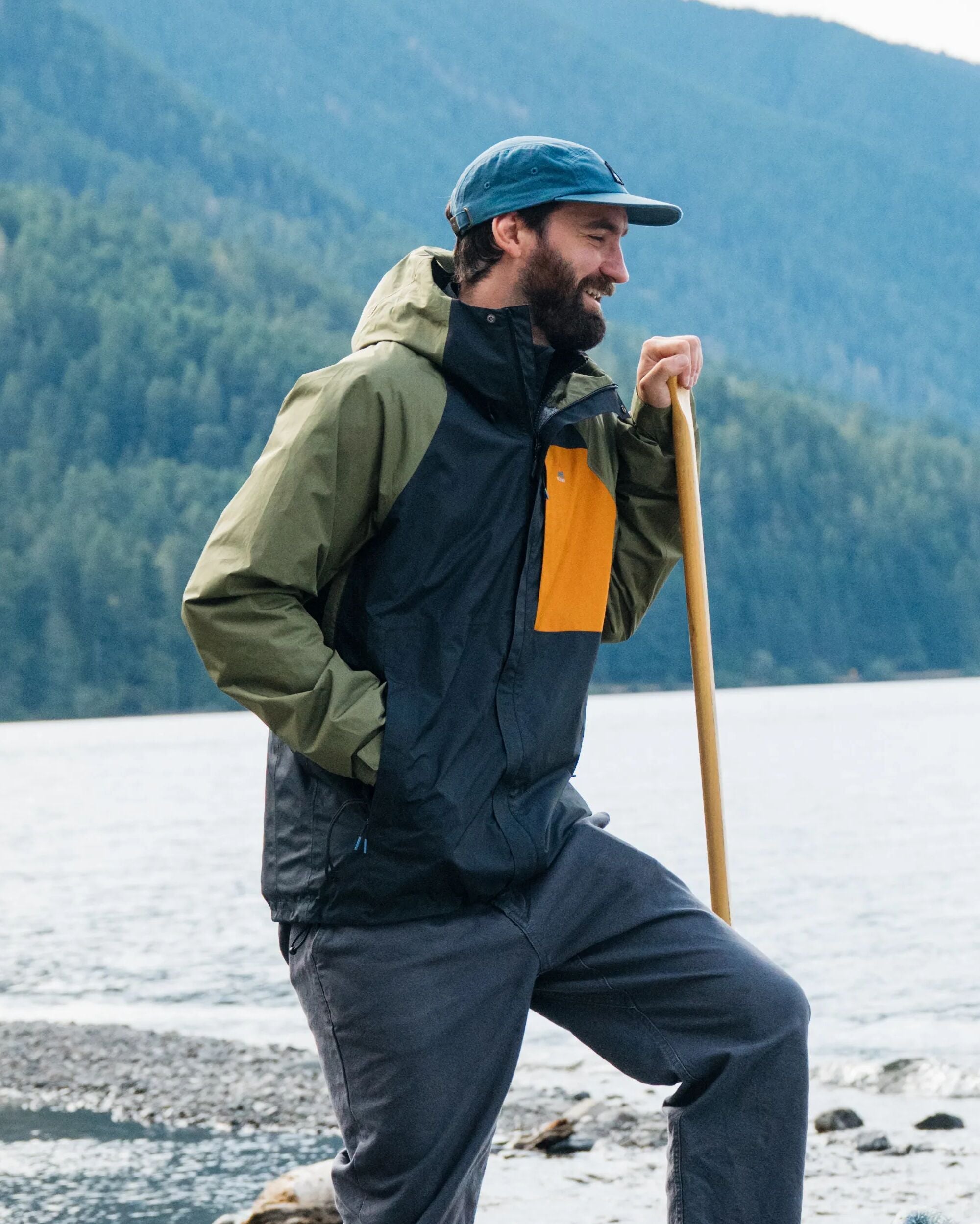 Trailscape Men's Waterproof Jacket - Black/Khaki -