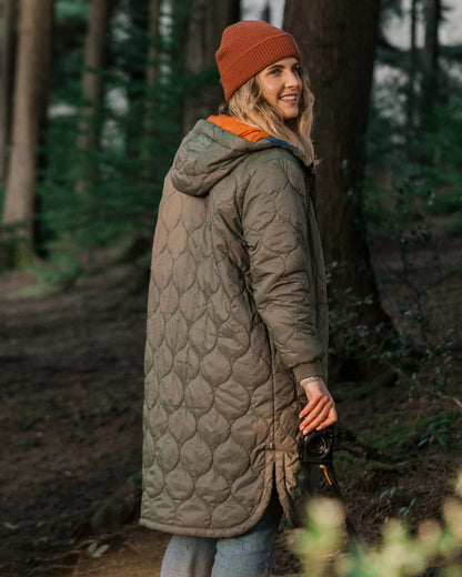 Flora Long Recycled Insulated Parka - Dusty Olive - Lifestyle