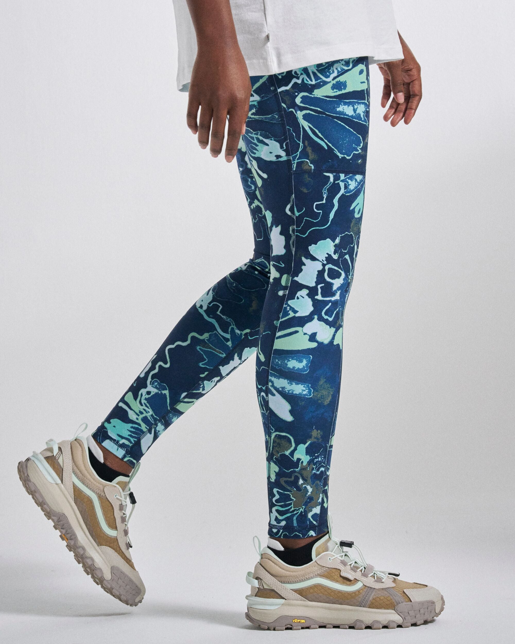 Mantra Recycled Active Legging - Frost Ice Blue - Studio Model