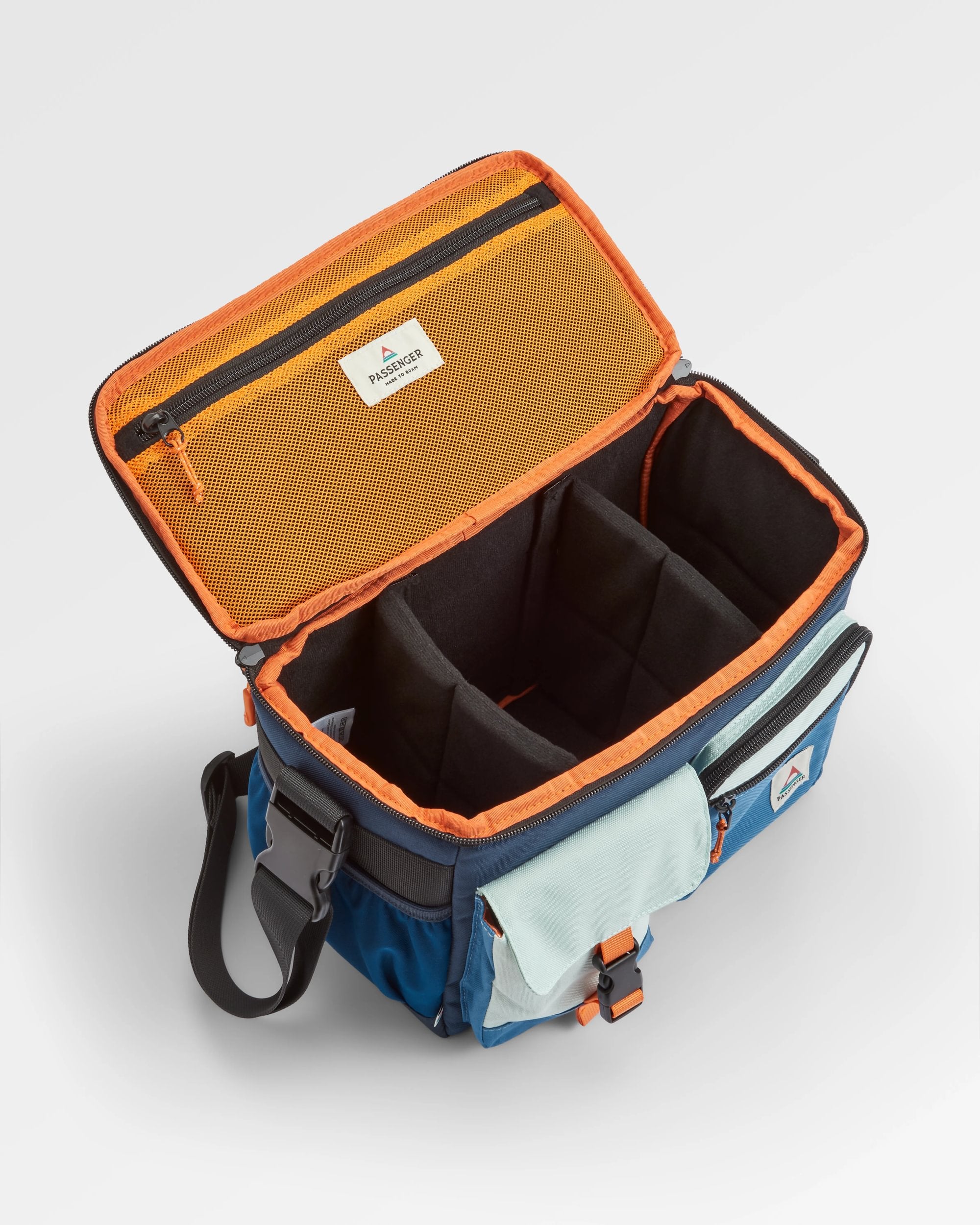 Boondocker Recycled Camera Bag - Rich Navy/Surf Spray/Moonlight Blue - Flatlay