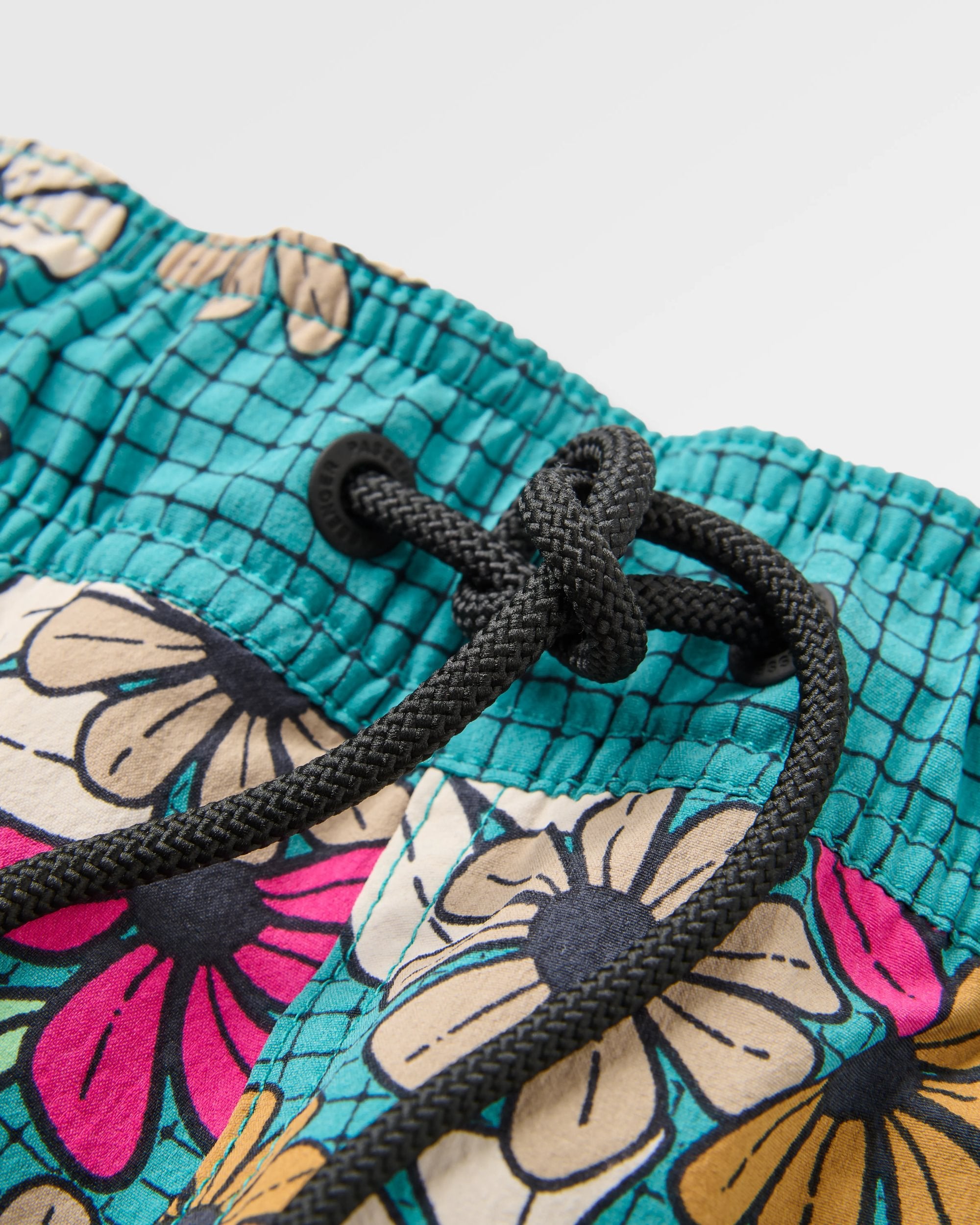 Way Out Netplus® All Purpose Short - Floral Grid Ocean Teal - Flatlay
