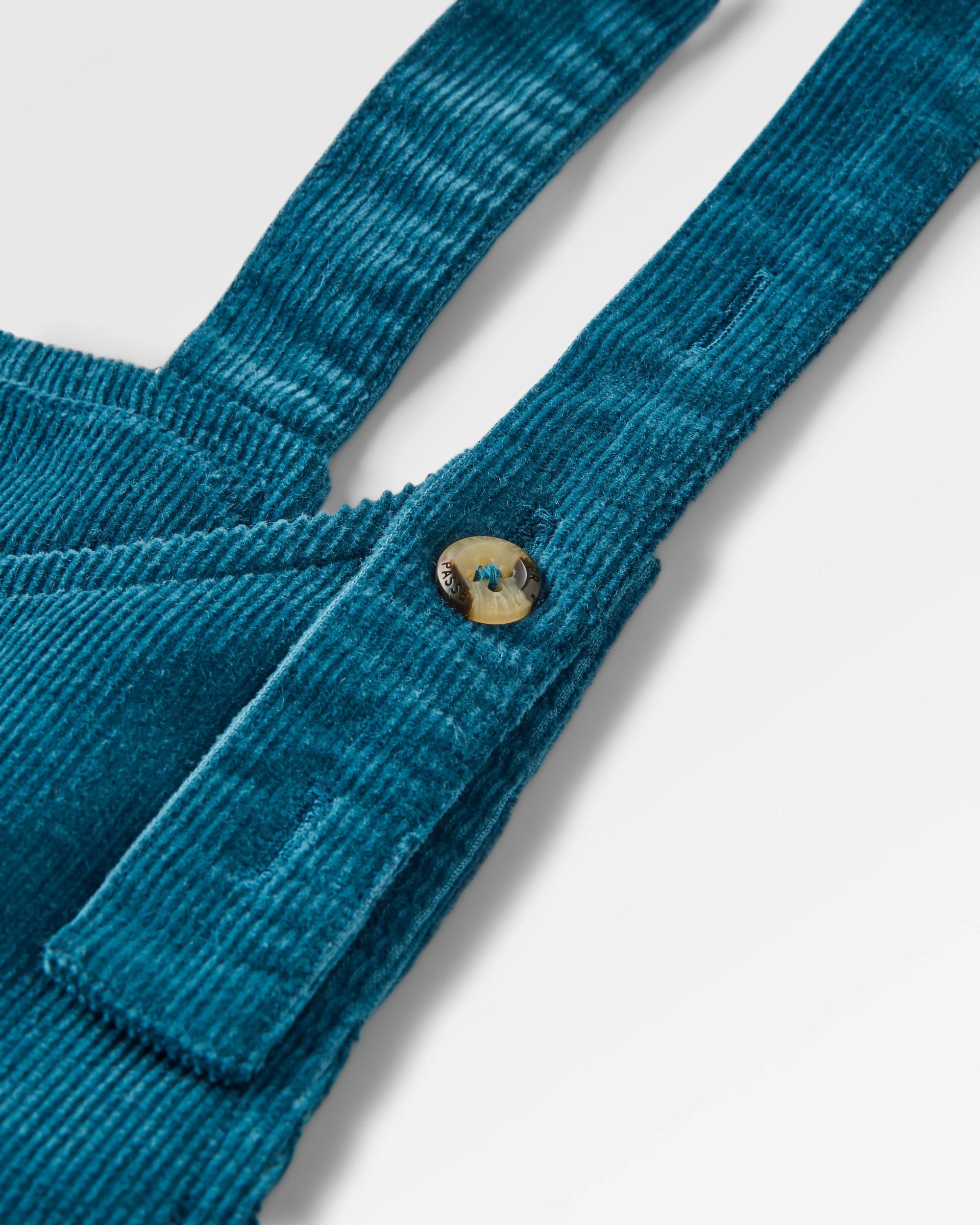 Meadows Organic Cotton Cord Dungarees - Tidal Blue - Flatlay