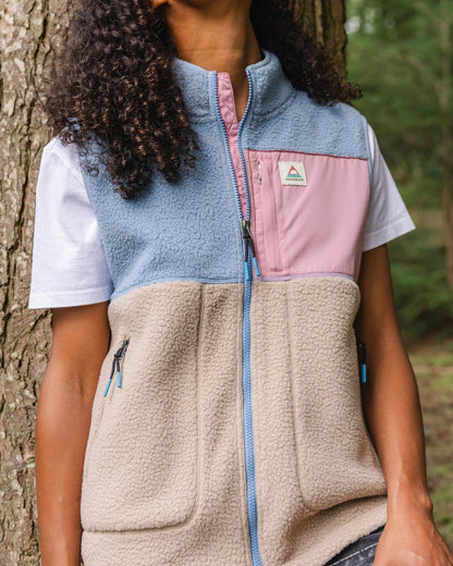 Fairbanks Recycled Sherpa Gilet - Faded Denim/Simply Taupe - Lifestyle
