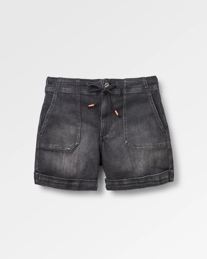 Carriso Denim Short - Washed Black Denim - Flatlay