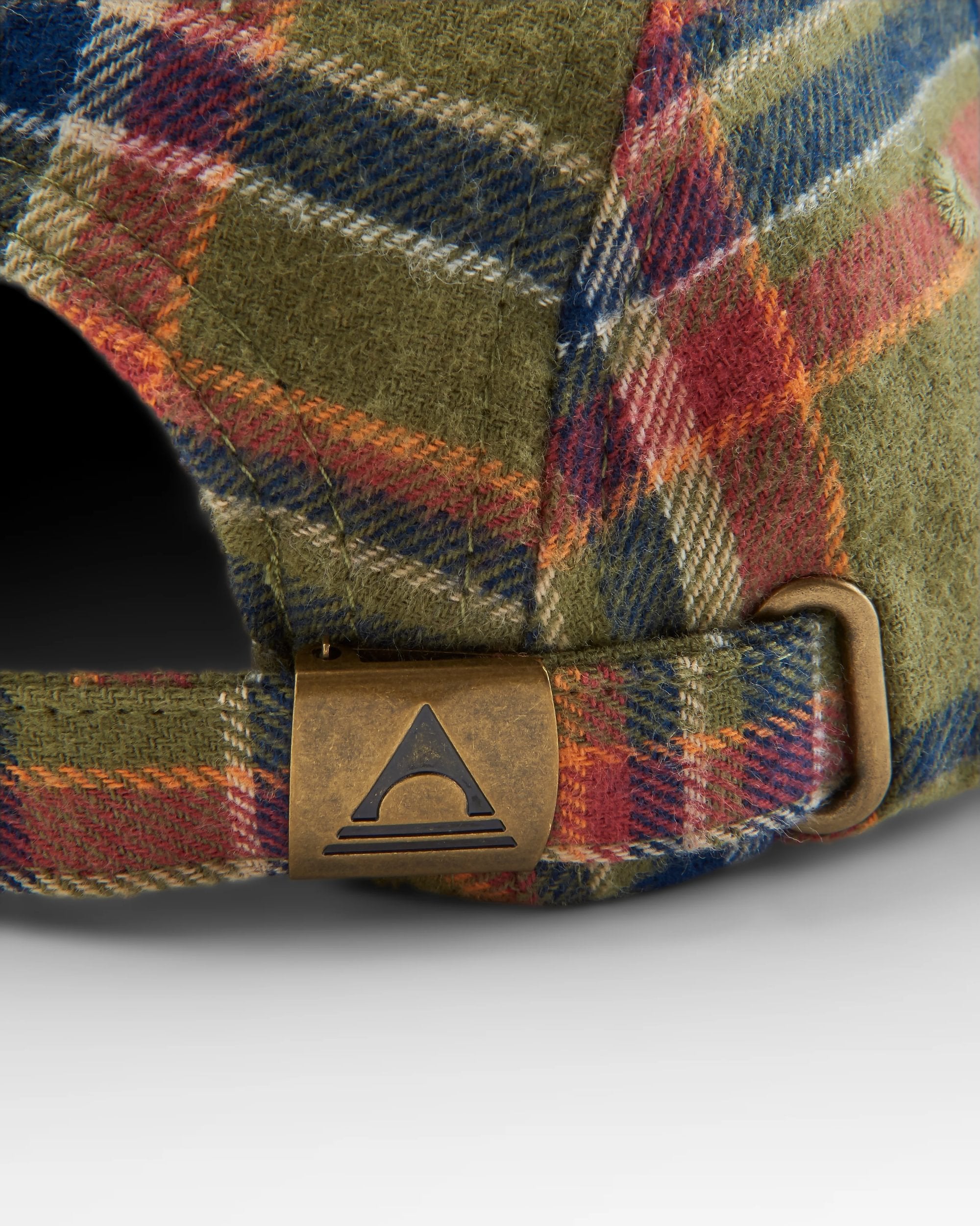 Fixie Recycled Flannel 5 Panel Cap - Khaki Check - Flatlay