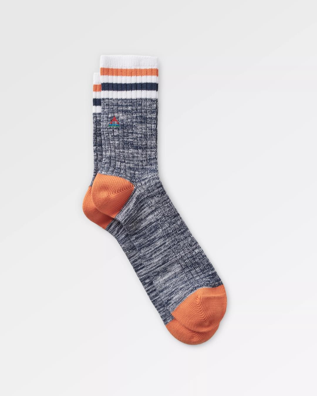 Organic Midweight Rib Socks - Navy - Flatlay