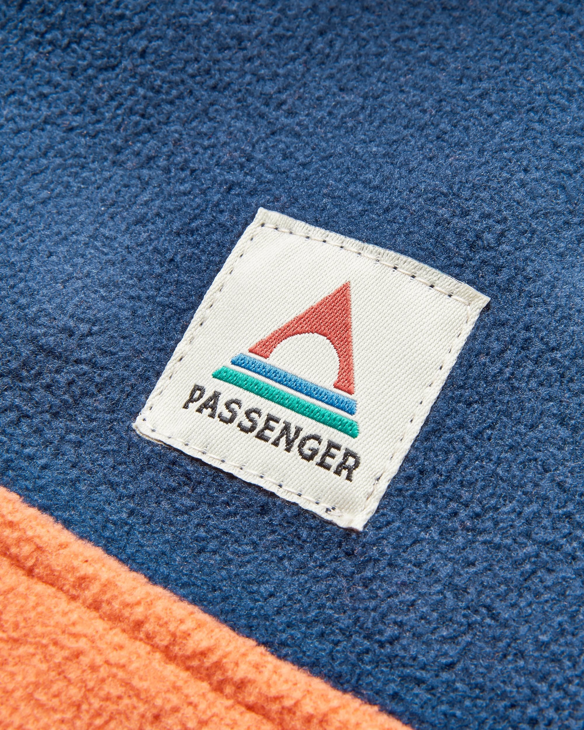 Set Off Recycled Polar 1/4 Zip Fleece - Rich Navy/ Burnt Orange - Flatlay