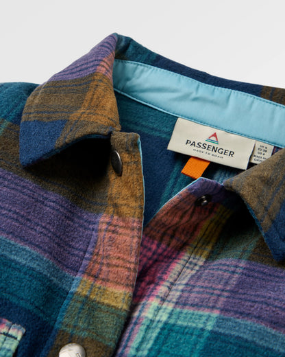 East Recycled Polar Fleece Shirt - Rich Navy Multi Check - Flatlay