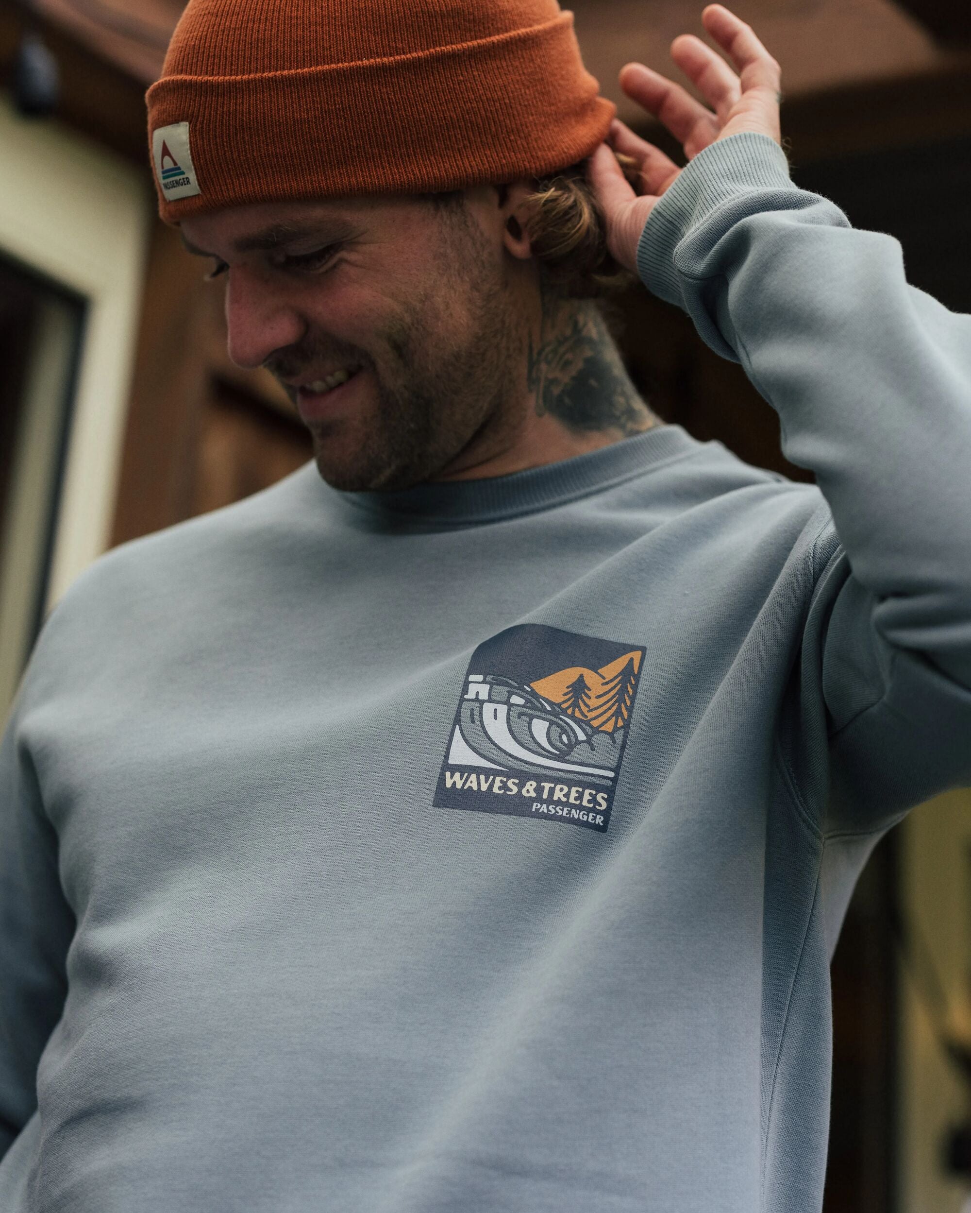 Waves & Trees Organic Cotton Sweatshirt - Stormy Sea - Lifestyle