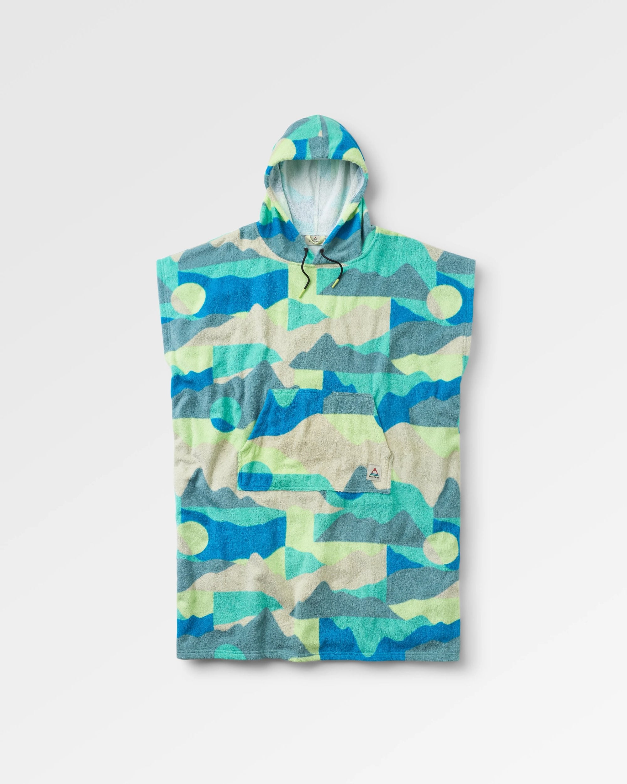 Shoreline Cotton Towel Poncho - Vista Patchwork Arctic - Flatlay