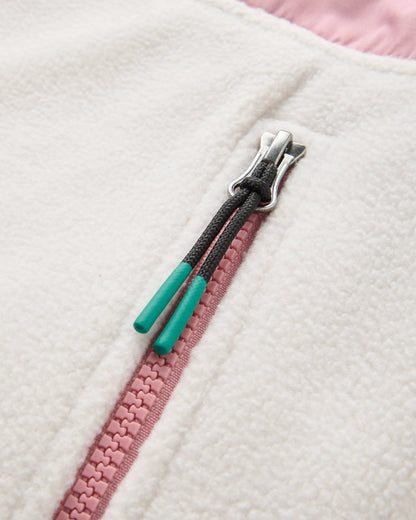 Caspian Full Zip Recycled Polar Fleece - White Sand - Flatlay