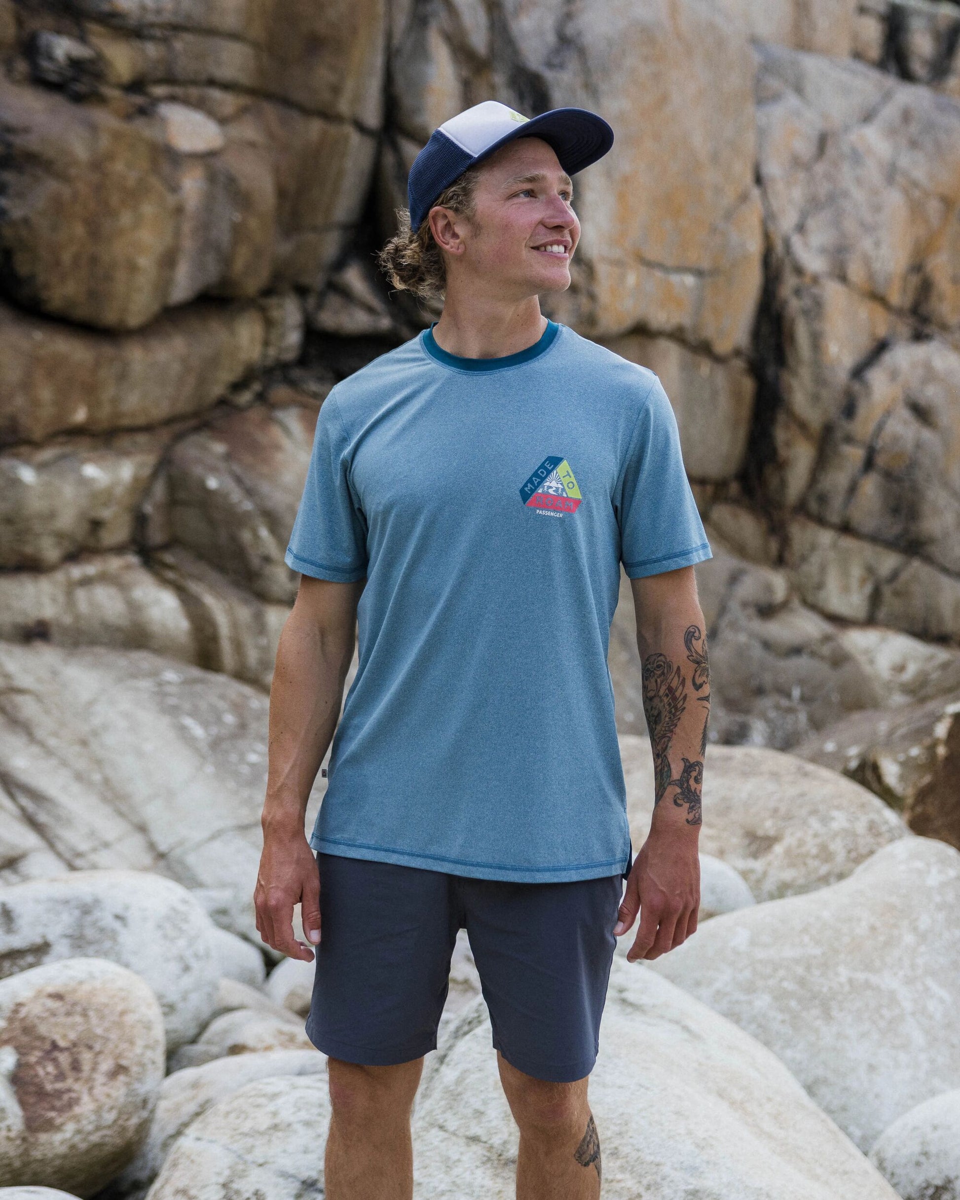 Classic Active Recycled T-Shirt - Blue Steel Marl