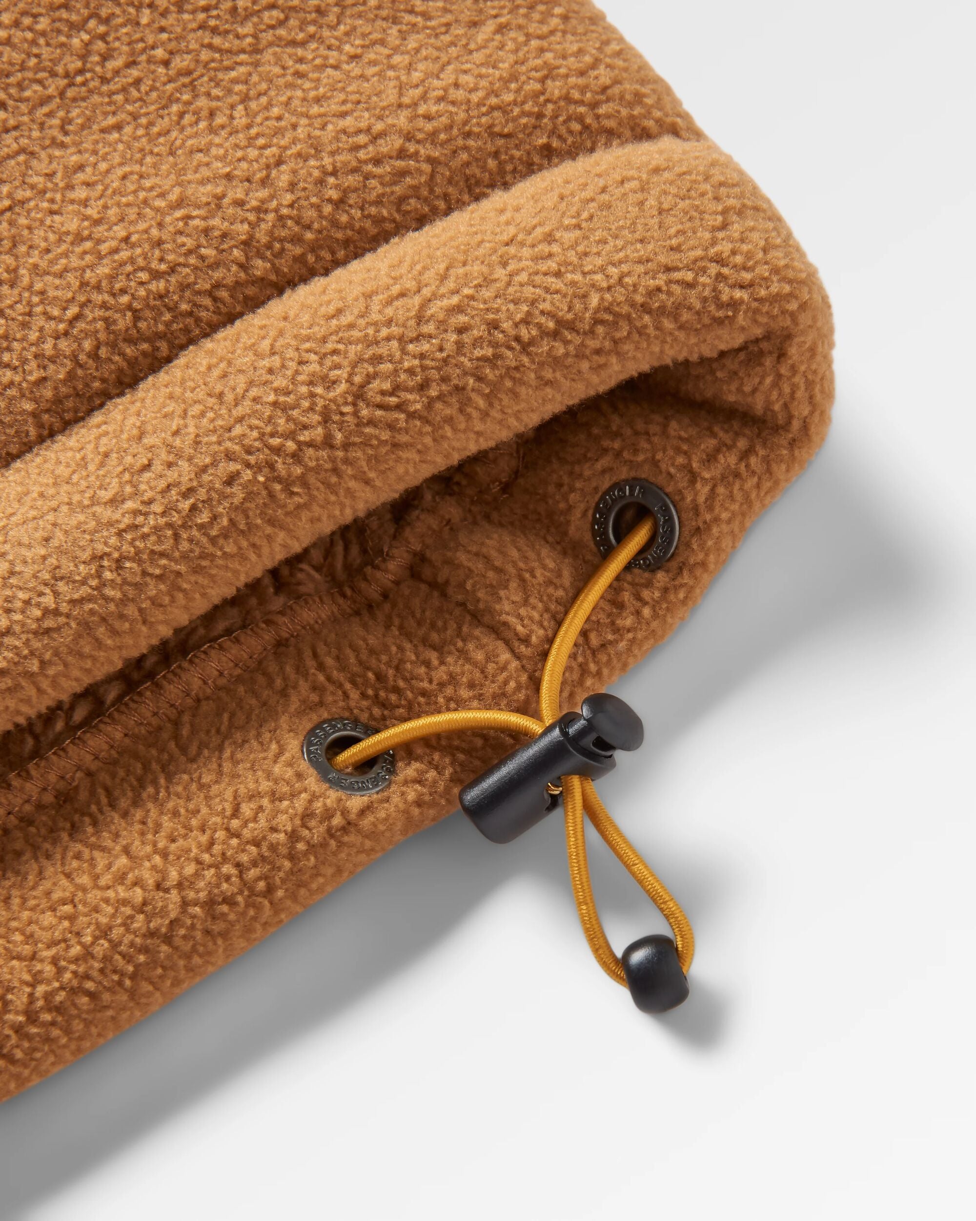 Loch Hooded Recycled Polar Fleece - Toffee/Blue Steel - Flatlay