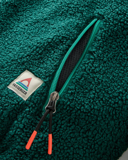 Joy Full Zip Lined Hooded Sherpa Fleece - Greenlake/Rain Forest - Flatlay