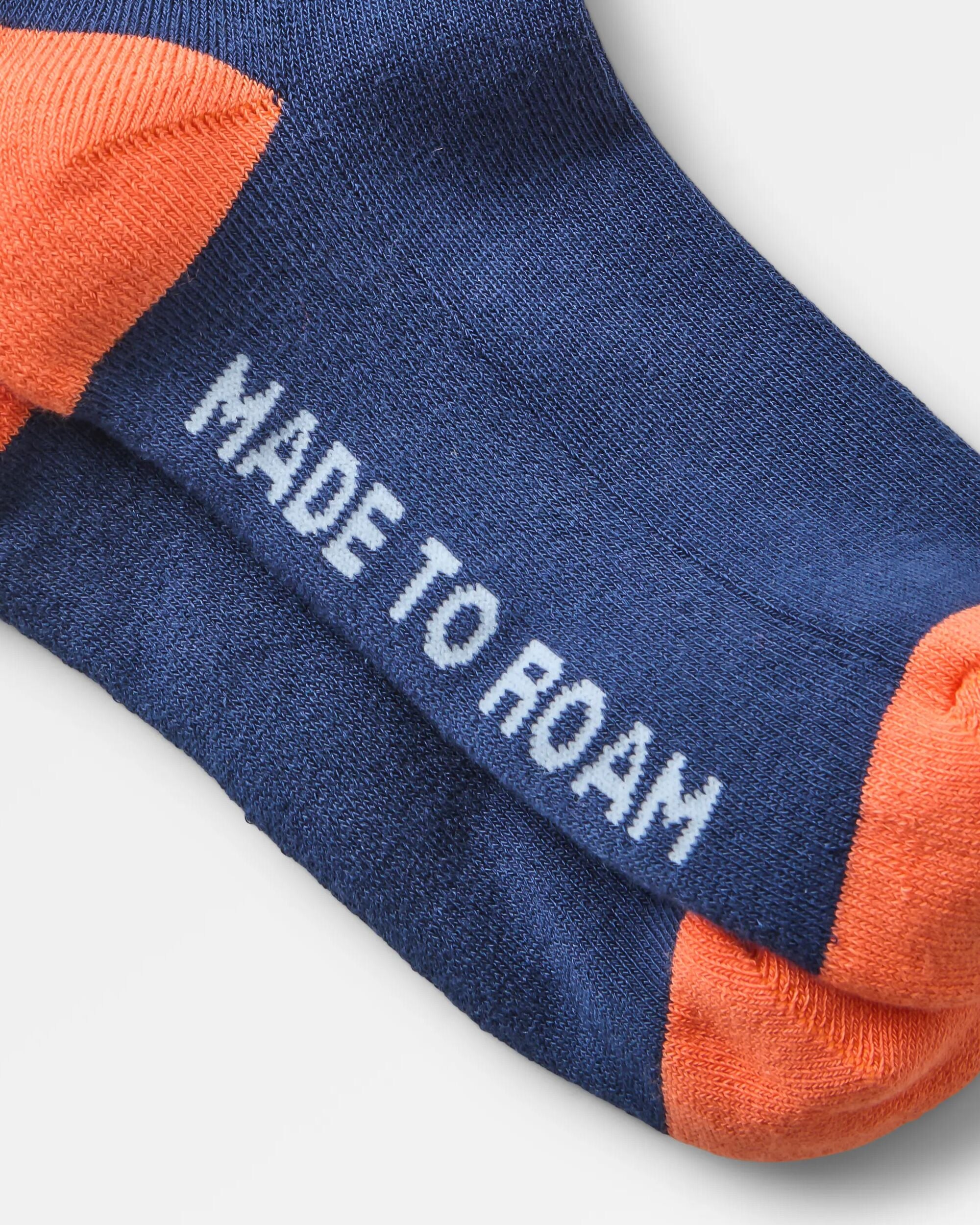 Organic Midweight Crew Socks - Rich Navy - Flatlay