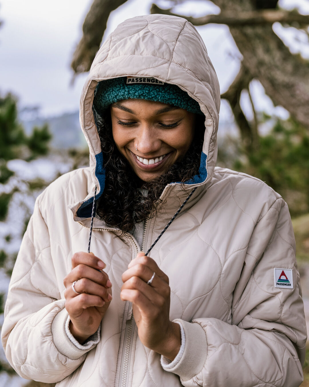 Flora Long Recycled Insulated Parka - White Pepper - Lifestyle