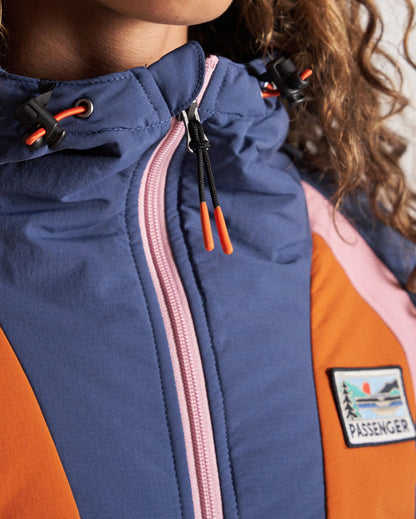 Ocean Recycled Insulated Jacket - Dark Denim/Sunset Orange - Studio Model