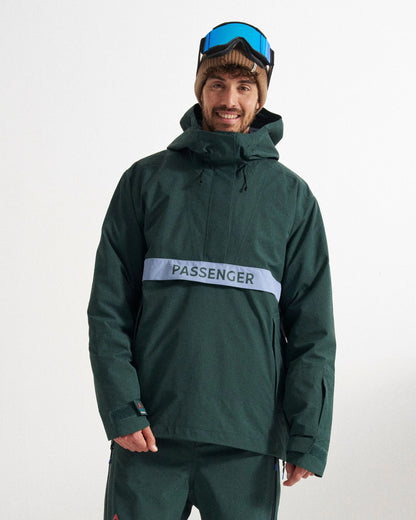 Snowscape Men's Recycled Anorak - Dark Fern  - Studio Model