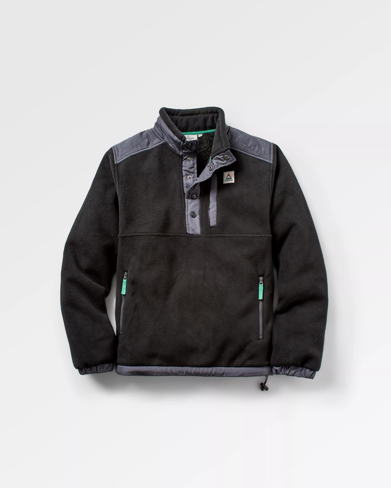 Solace Recycled Sherpa-Lined Polar Fleece - Black - Flatlay