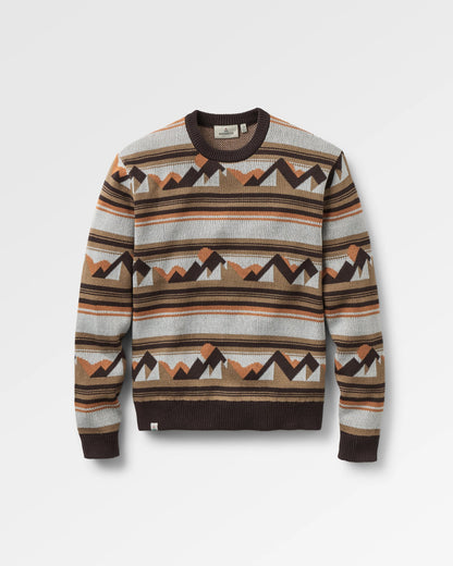 Panorama Lightweight Knitted Jumper - Views Caramel Stripe - Flatlay