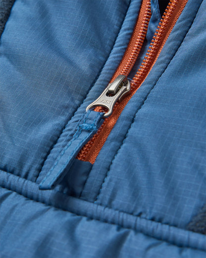 Woodland Hooded 1/2 Zip Recycled Polar Fleece - Baked Clay/Deep Navy - Flatlay