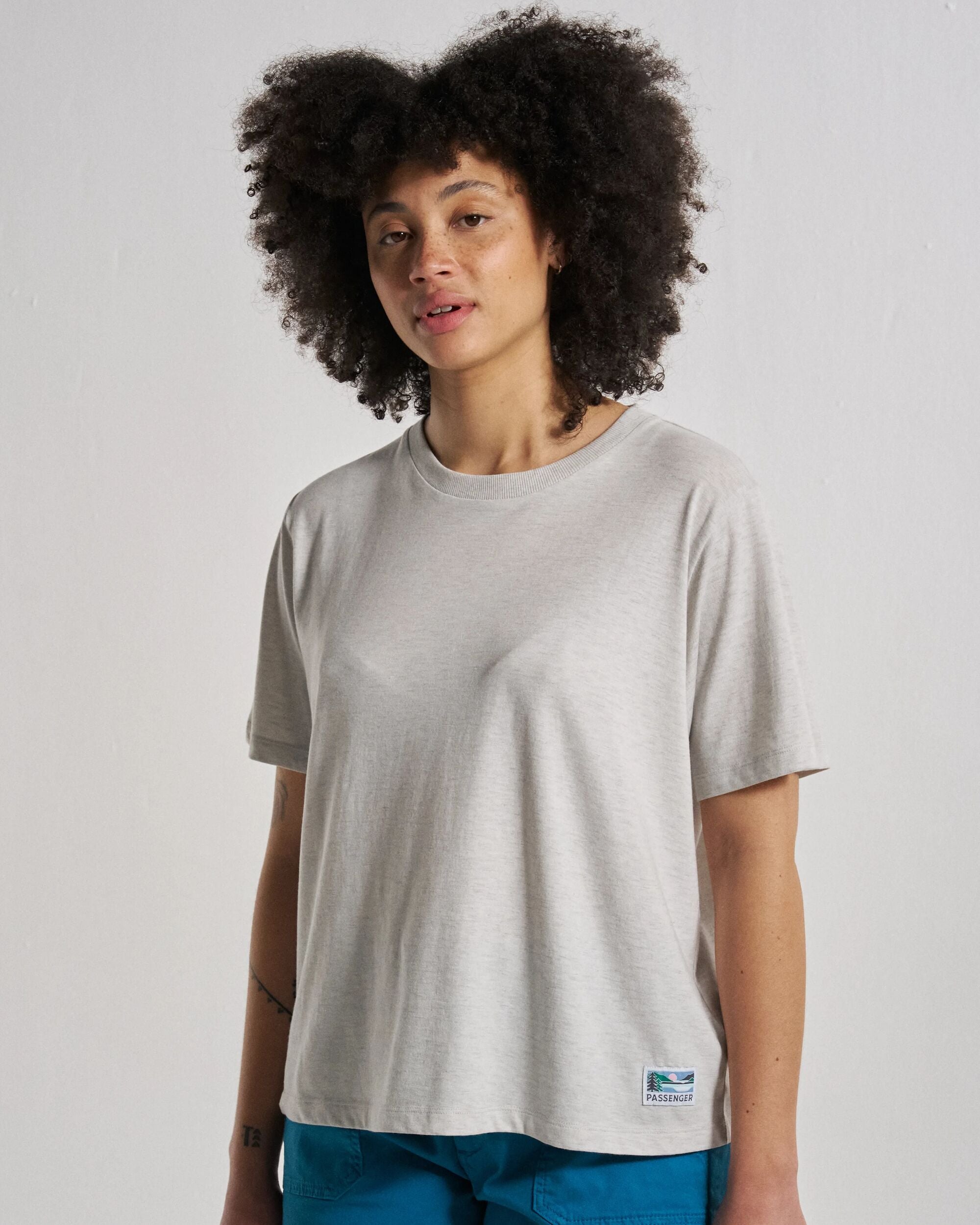 Legacy T-Shirt - Light Grey Marl - Studio Model