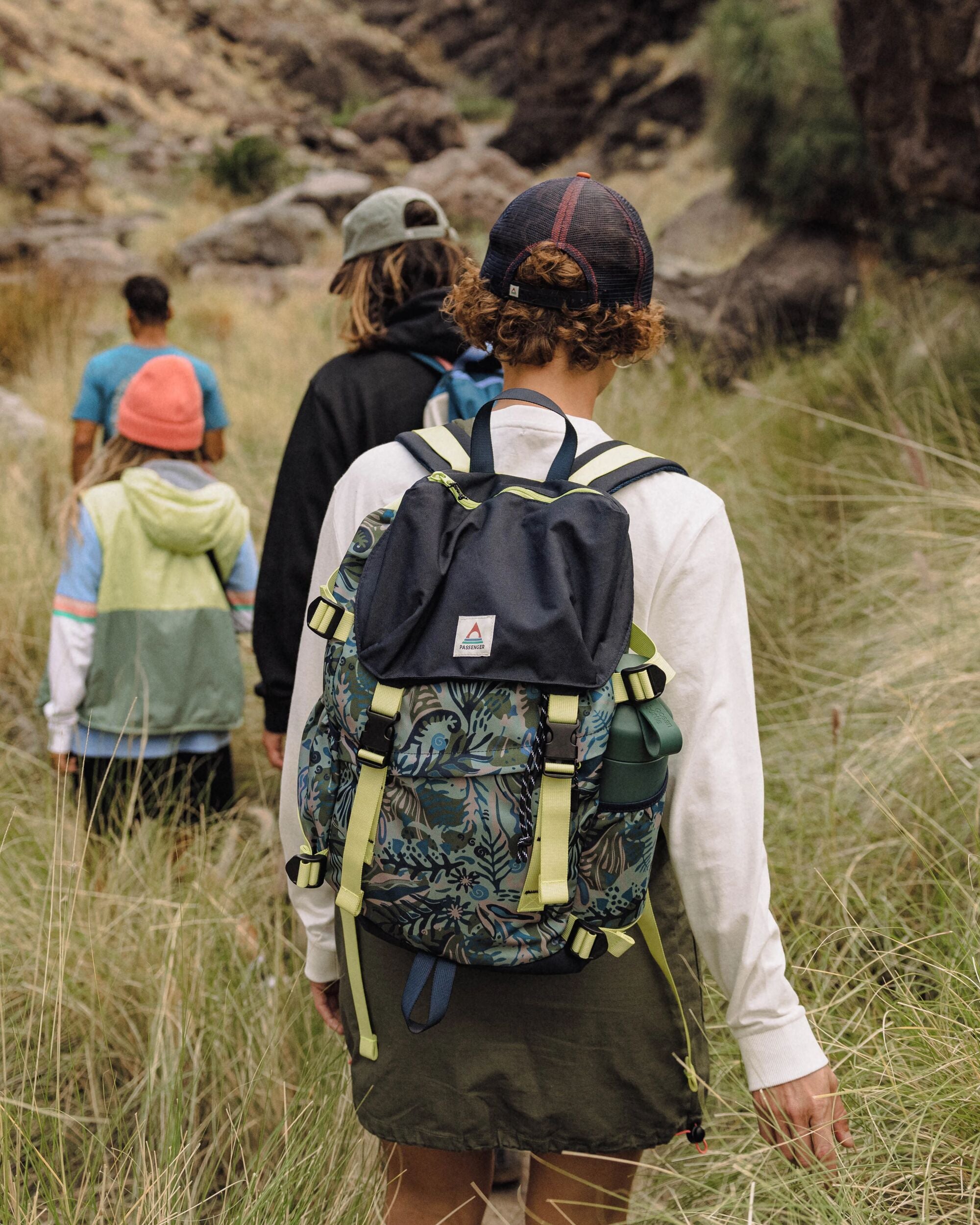 Boondocker Recycled 26L Backpack - Abstract Seaweed Pistachio - Lifestyle - Female