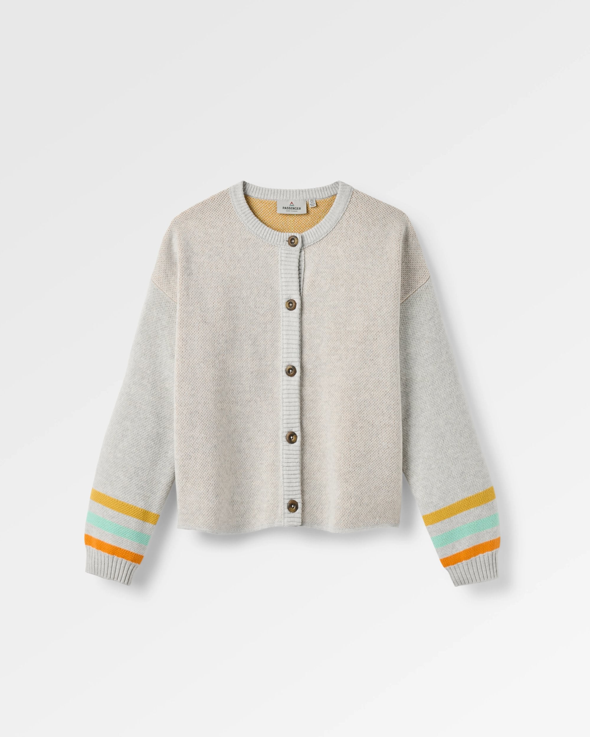 Dawner Knitted Cardigan - Light Grey Marl - Flatlay
