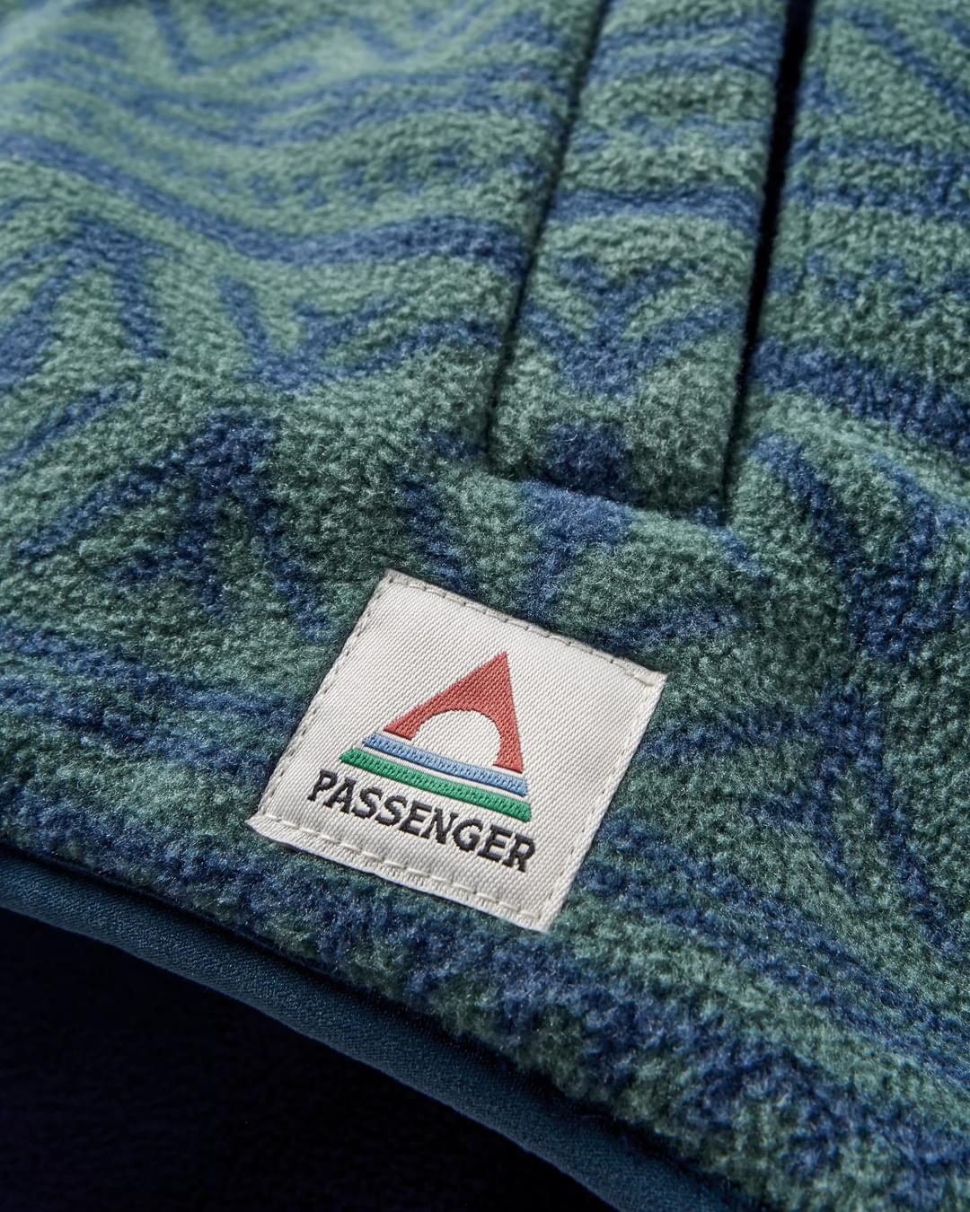 Edge Hooded 1/2 Zip Polar Fleece - Nordic Geo Deep Ocean - Flatlay