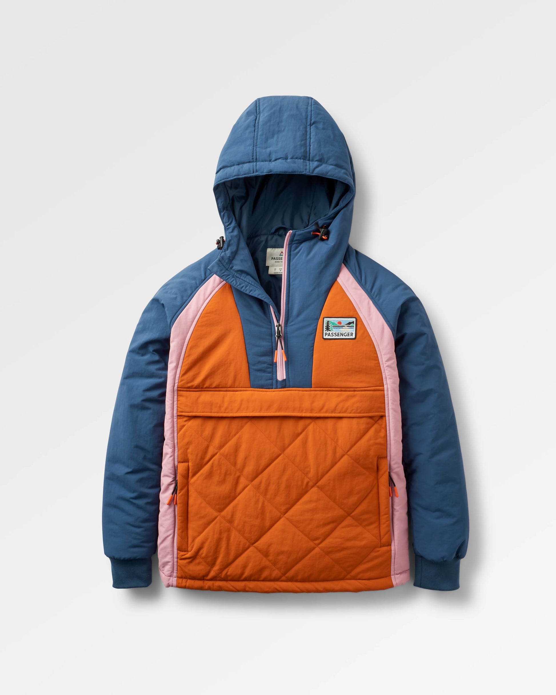 Ocean Recycled Insulated Jacket - Dark Denim/Sunset Orange - Flatlay