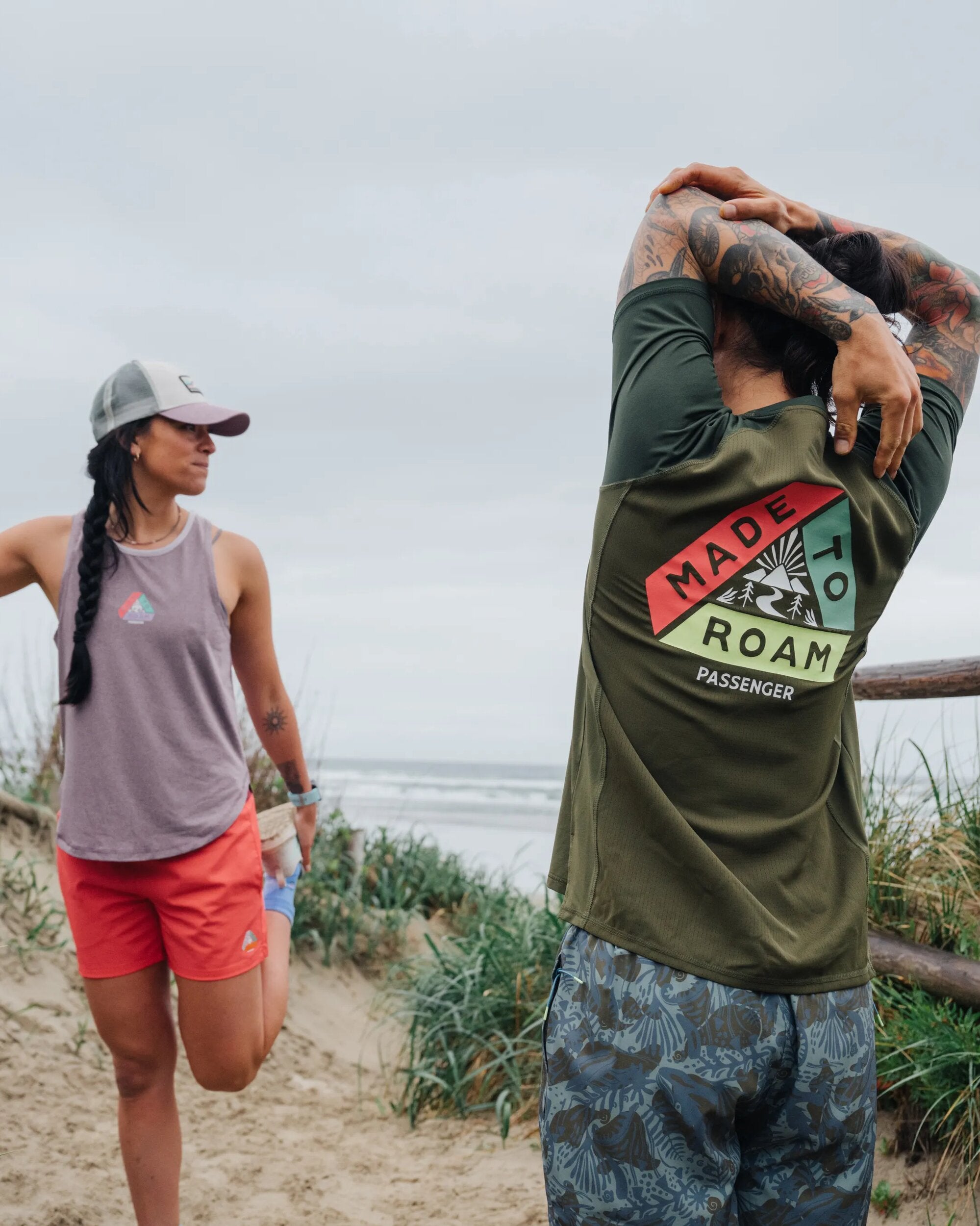 Dawn To Dusk Recycled Active T-shirt - Khaki - Lifestyle