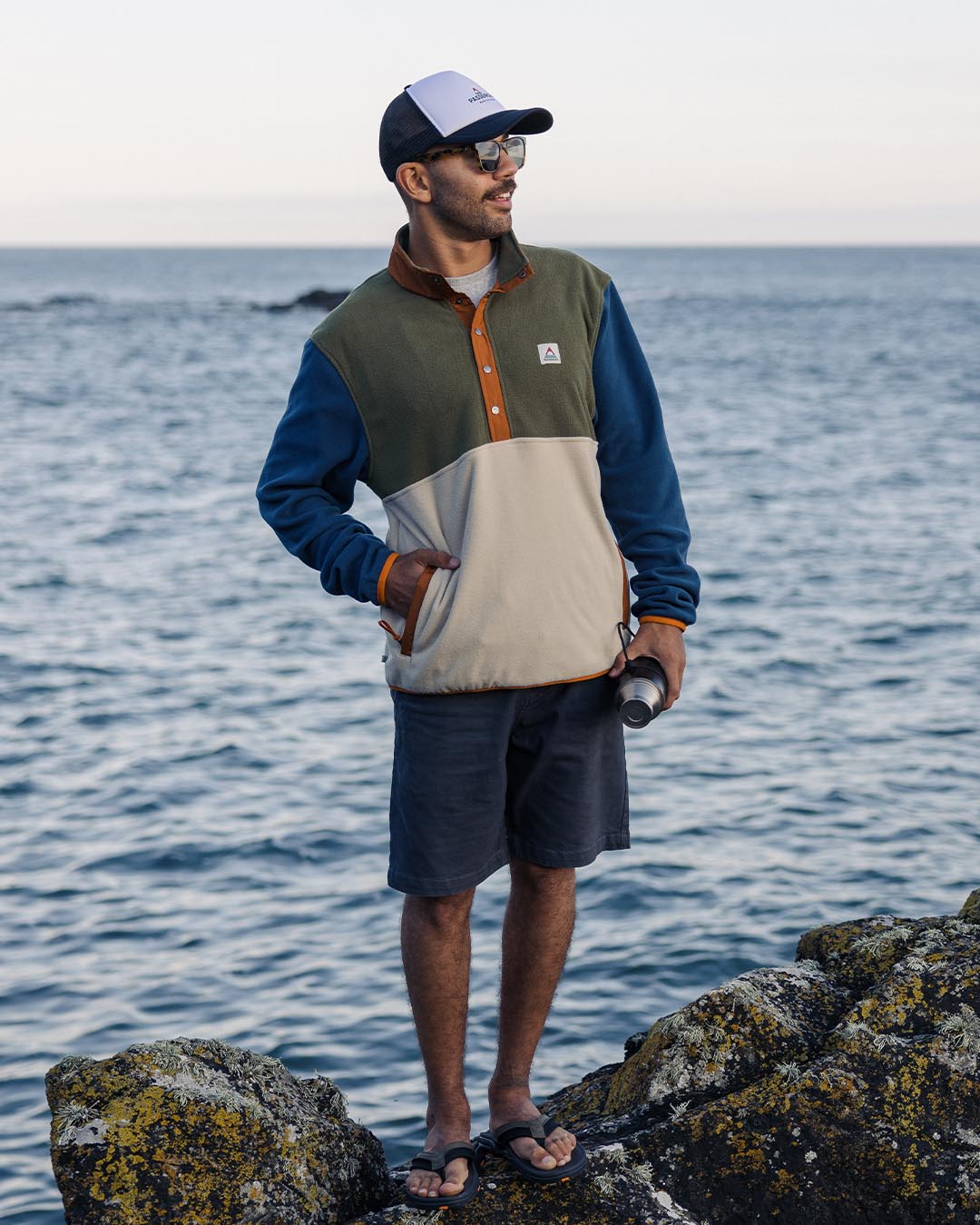 Adrift Recycled Polar Fleece - Khaki/Oatmeal - Lifestyle