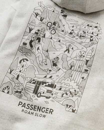 Roam Slow Women's Recycled Cotton Hoodie - Light Grey Marl - Flatlay