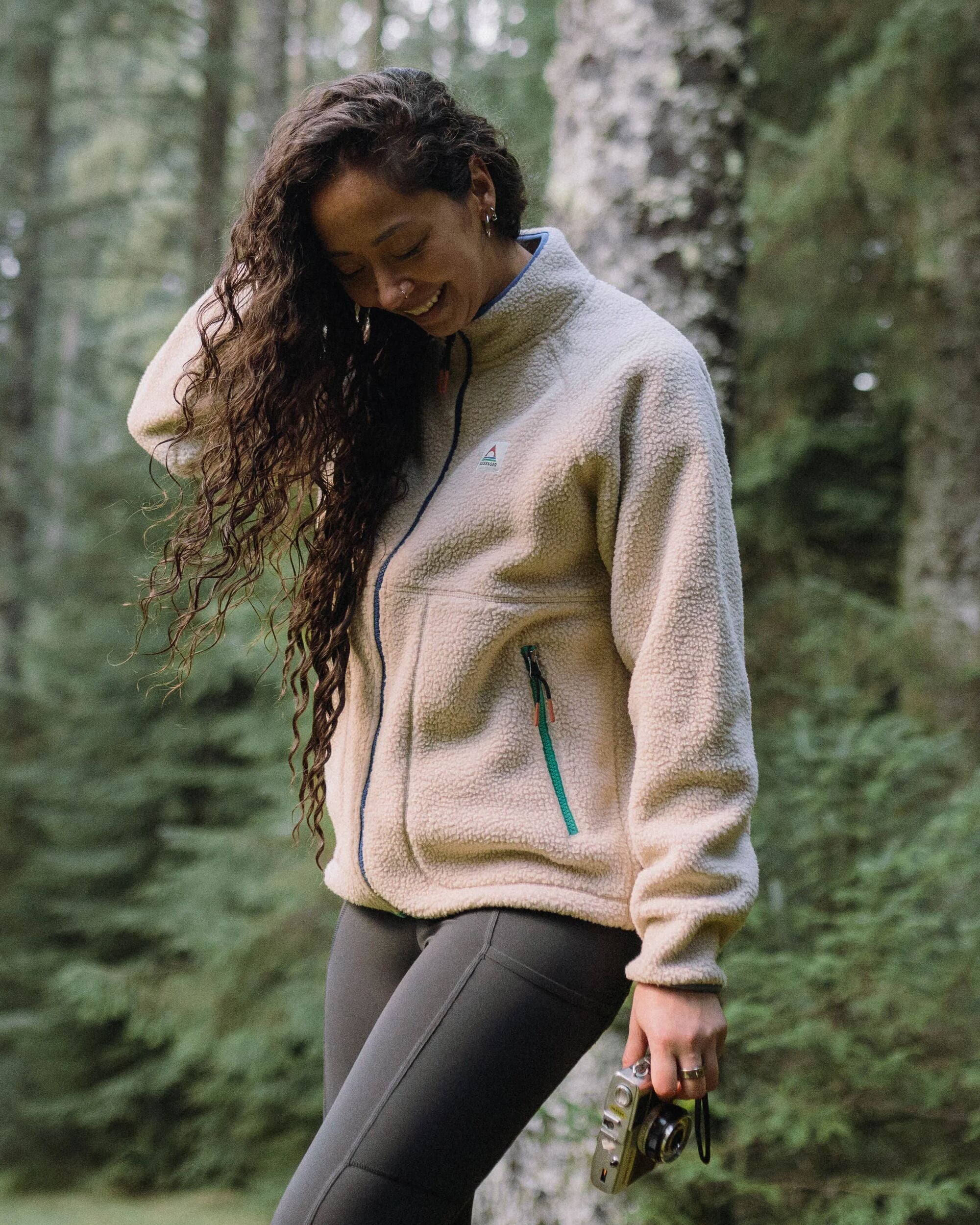 Fairbanks Full Zip Recycled Sherpa Fleece - Oatmeal - Lifestyle