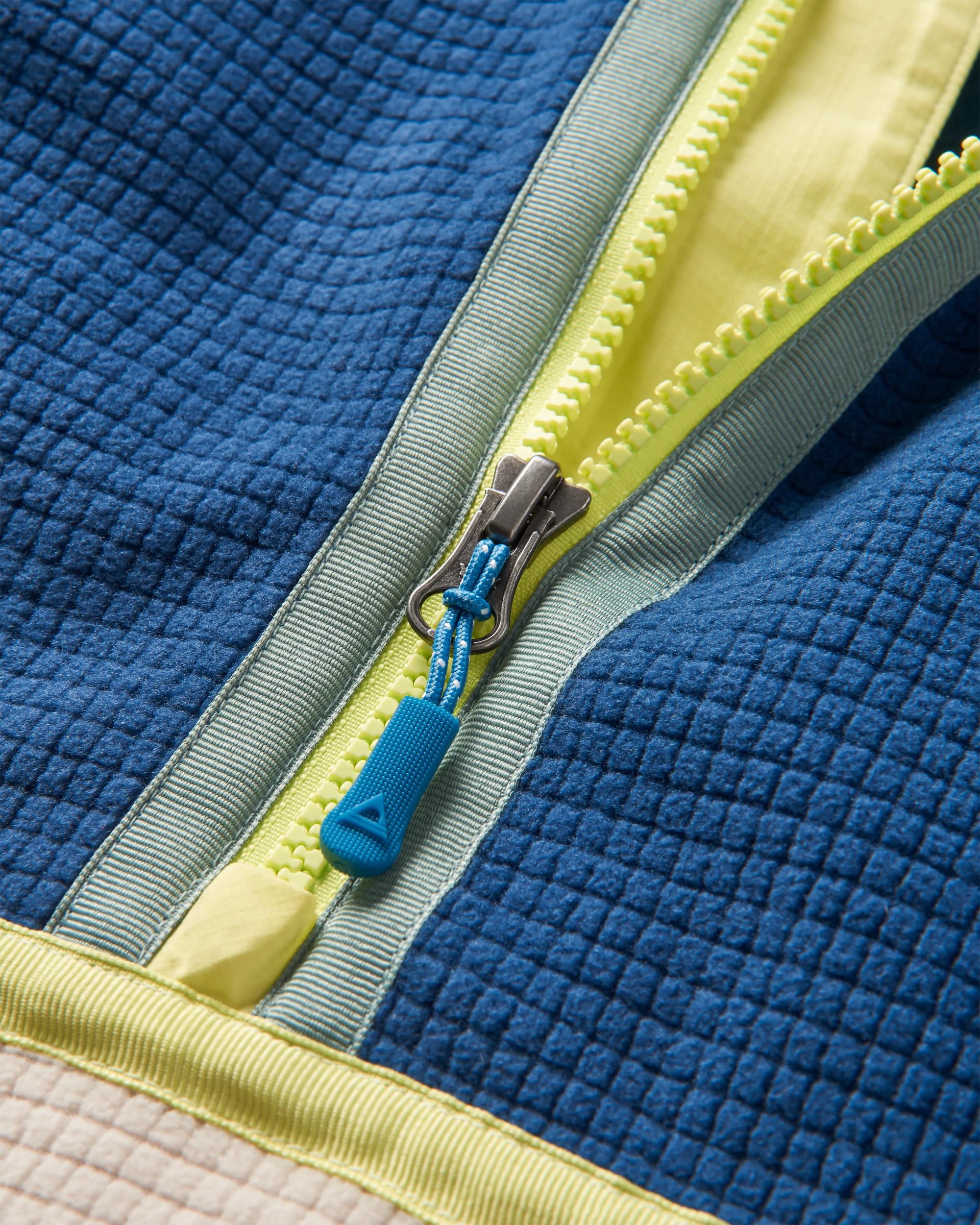 Overlook Recycled Grid Polar Fleece - Dark Denim/Pebble Grey - Flatlay