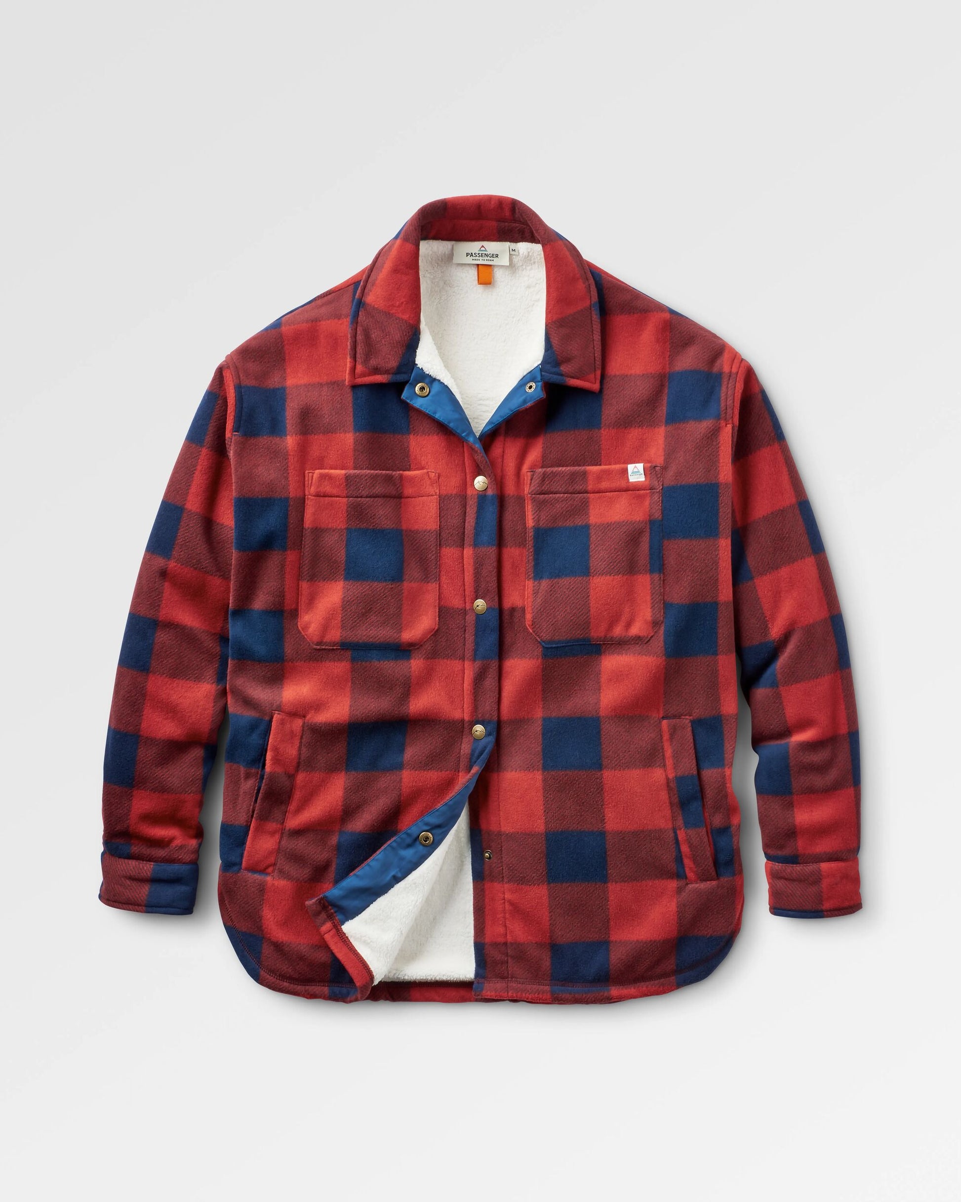 Orion Recycled Sherpa-Lined Polar Fleece Shirt - Red Ochre Buffalo