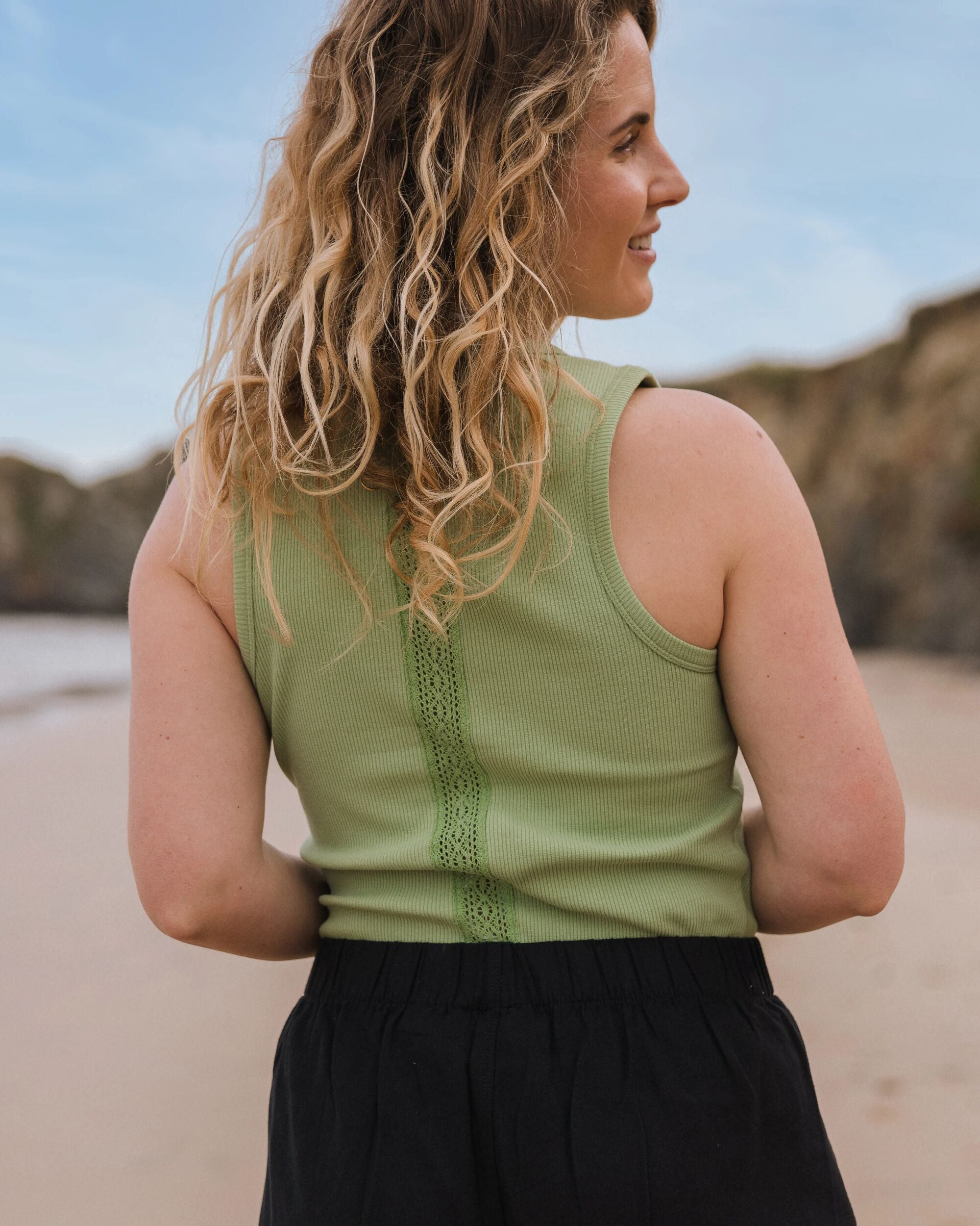 Atmos Ribbed Tank Vest - Stem Green - Lifestyle