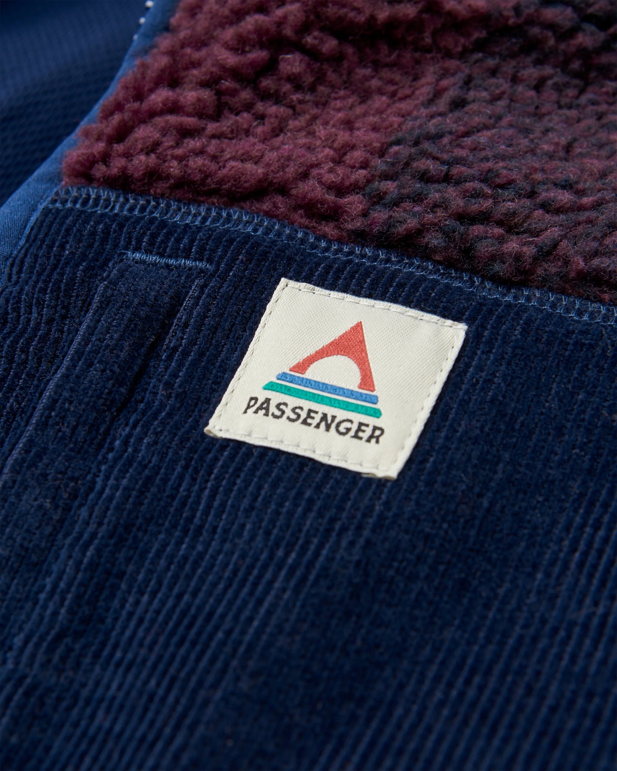 Trekker Recycled Deep-Pile Sherpa Fleece - Deep Plum/Deep Navy Check - Flatlay