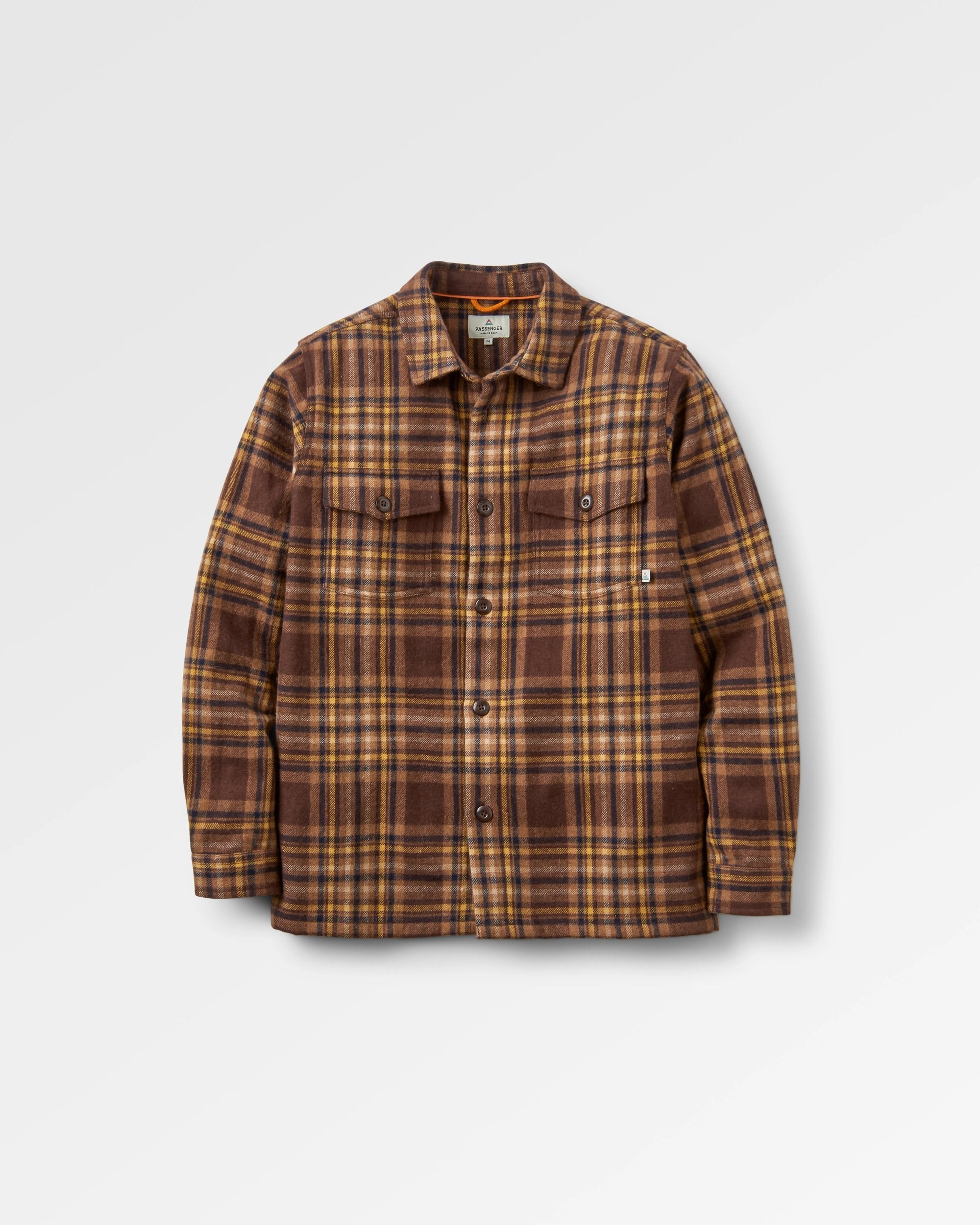 Barren Overshirt - Brown/Mustard Check - Flatlay