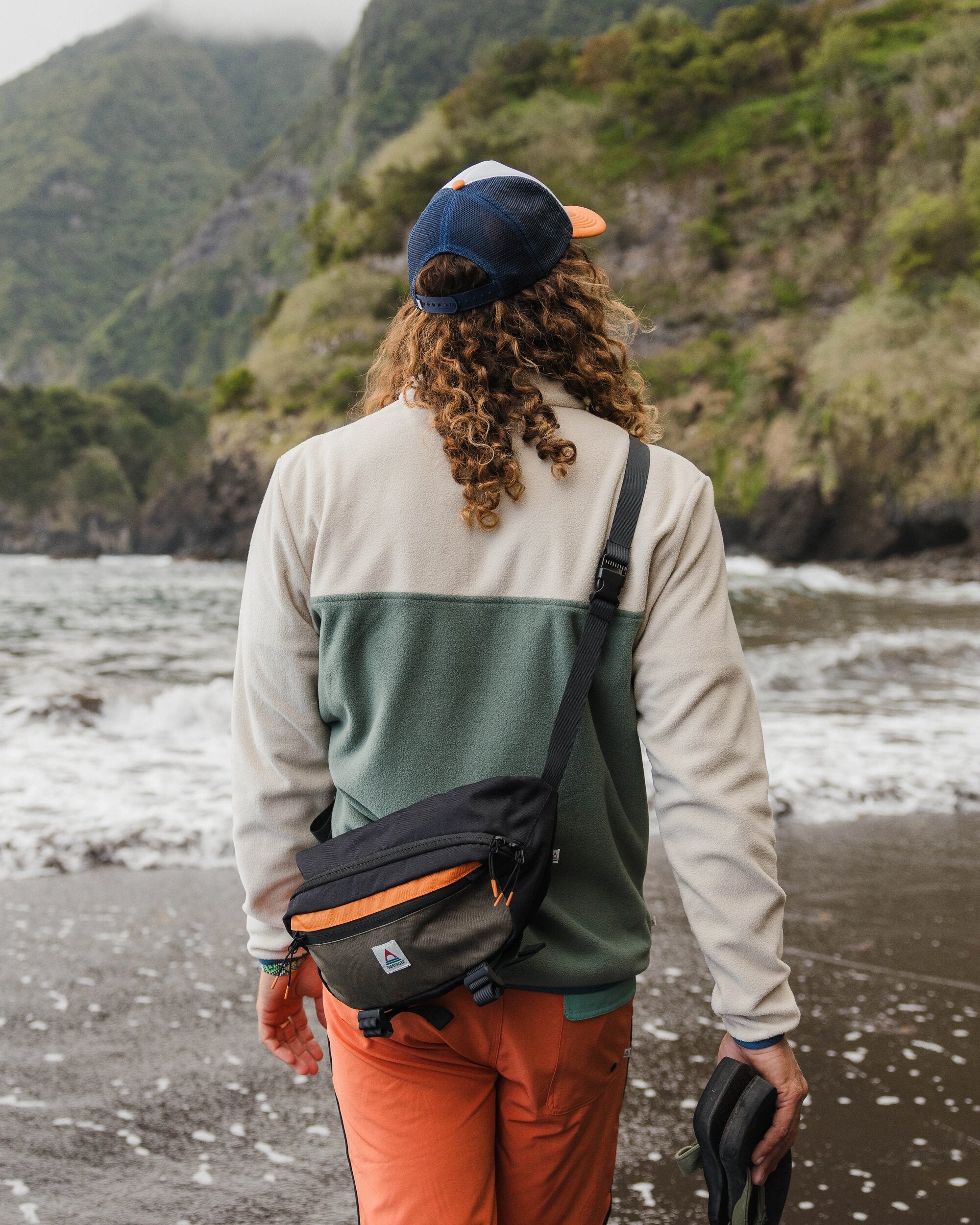 Set Off Recycled Polar 1/4 Zip Fleece - Oatmeal/ Dark Forest - Lifestyle