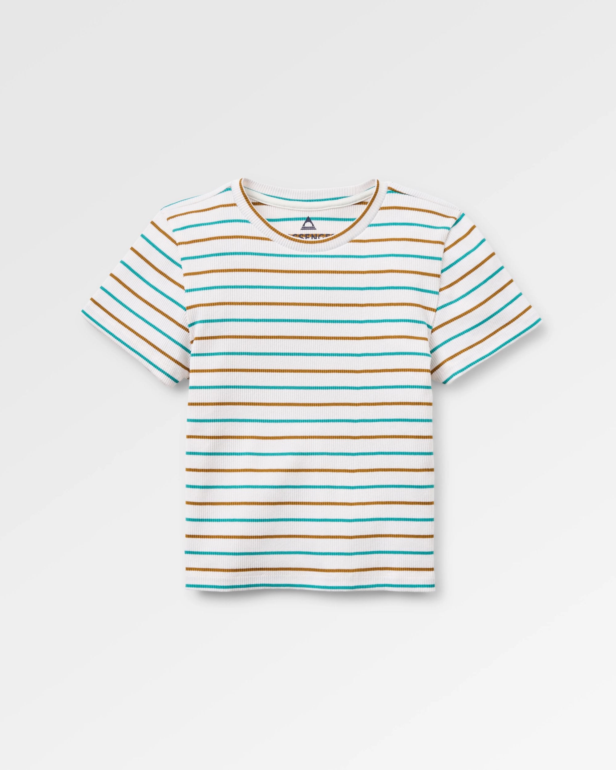 Out There Ribbed T-Shirt - Spruce Yellow/Aqua Stripe - Flatlay
