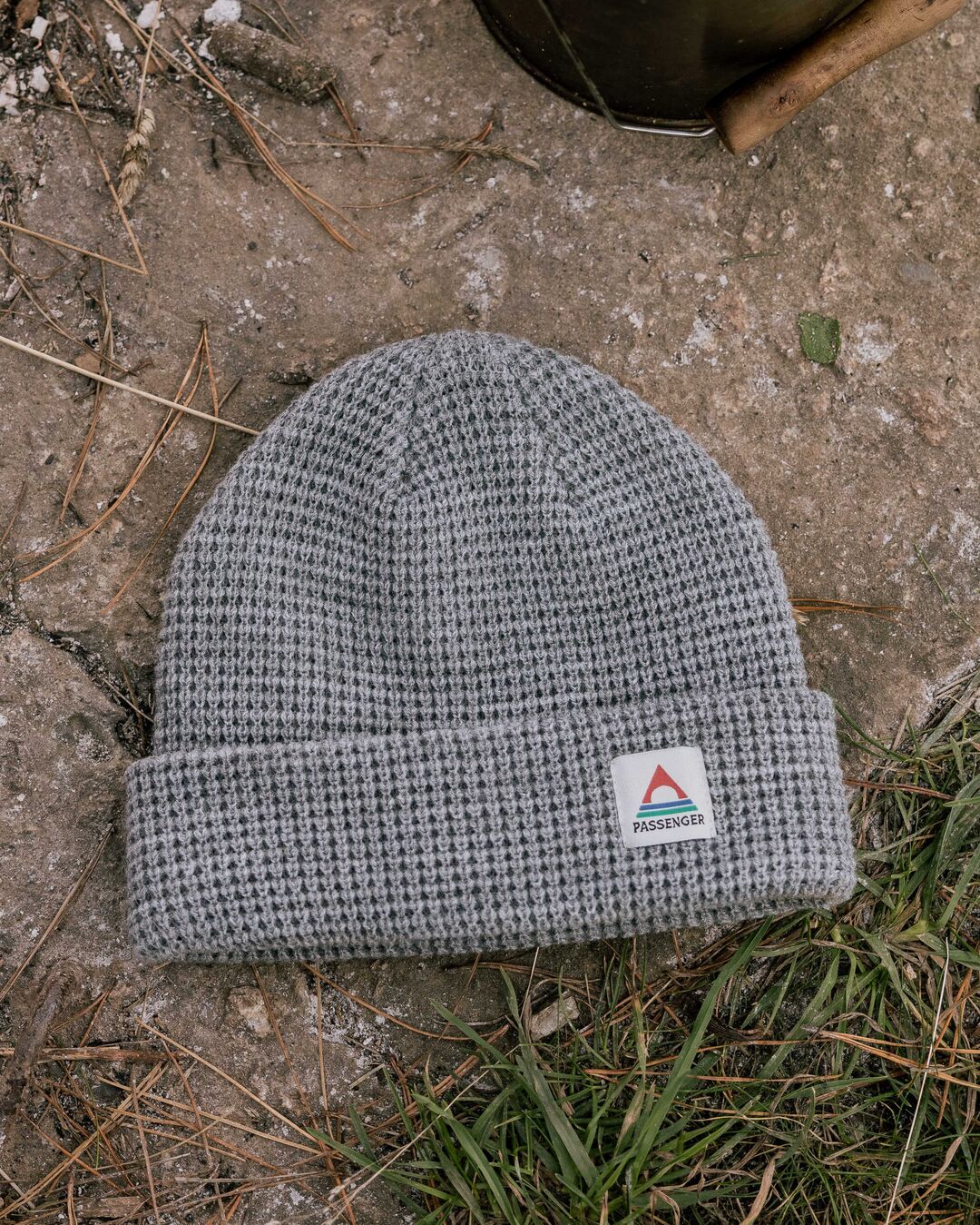 Moss Double Layer Recycled Waffle Beanie - Grey Marl - Lifestyle