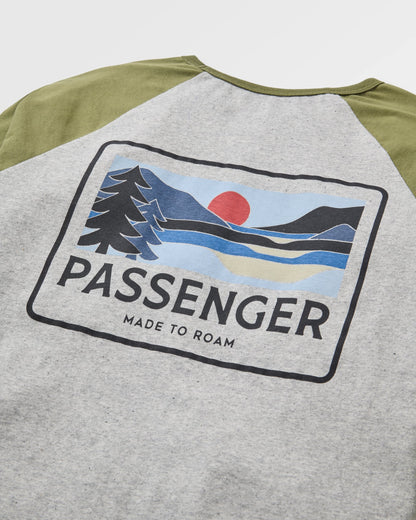 Roamer Raglan LS T-Shirt - Khaki/Grey Marl - Flatlay