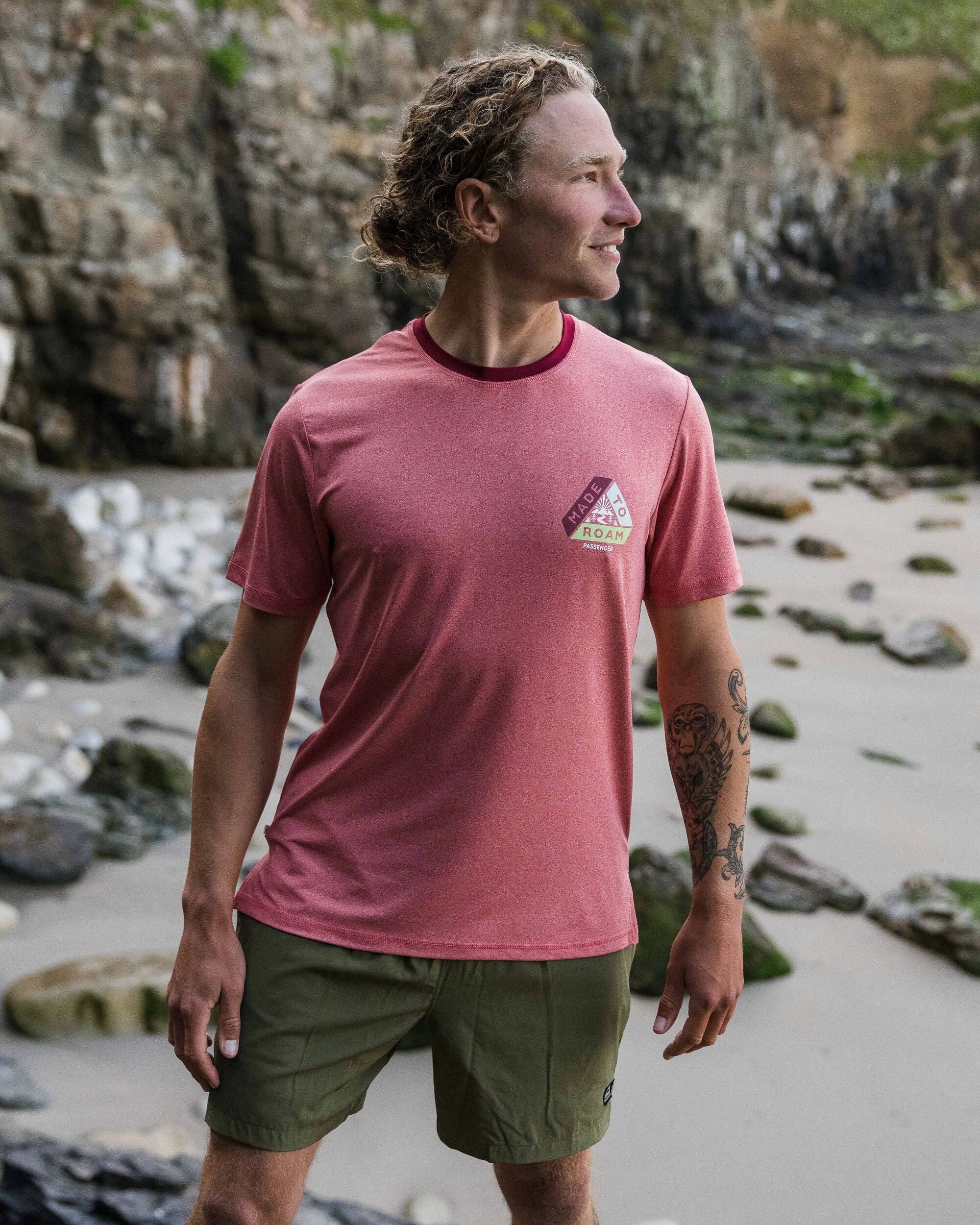 Classic Active Recycled T-Shirt - Mineral Red Marl - Lifestyle