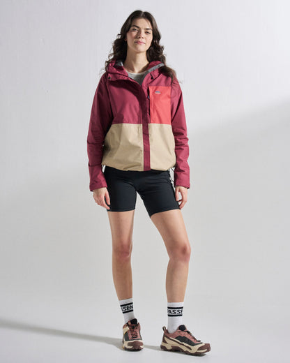 Trailscape Women's Waterproof Jacket - Maroon/Stone - Studio Model