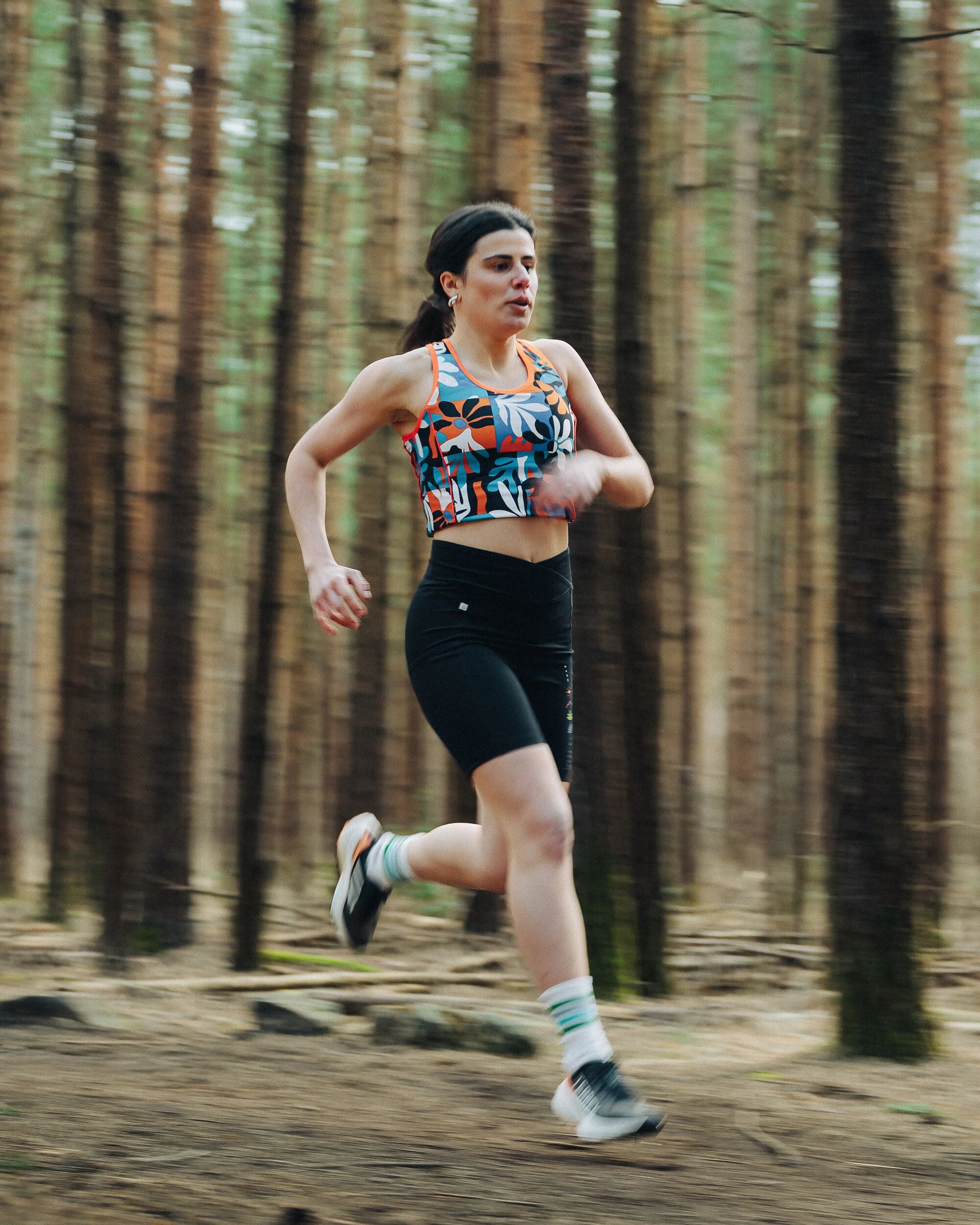 Mantra Recycled Active Crop Top - Mountain Foliage Blue - Lifestyle