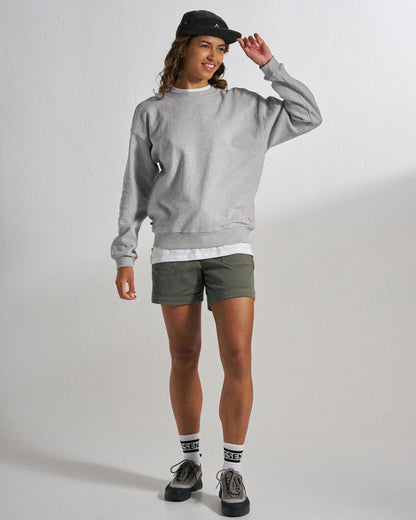 Heritage Women's Sweatshirt - Mid Grey Marl - Studio Model
