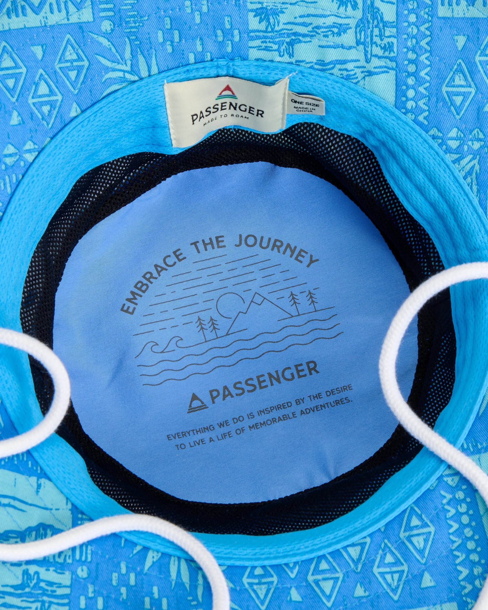 Shaded Organic Bucket Hat - Patchwork Marine Blue - Flatlay