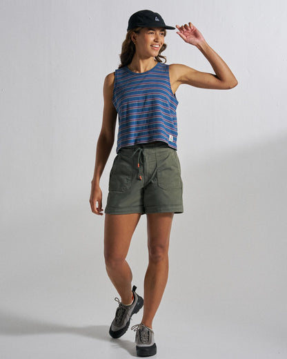Retro Vibes Vest  - Dark Denim Stripe - Studio Model